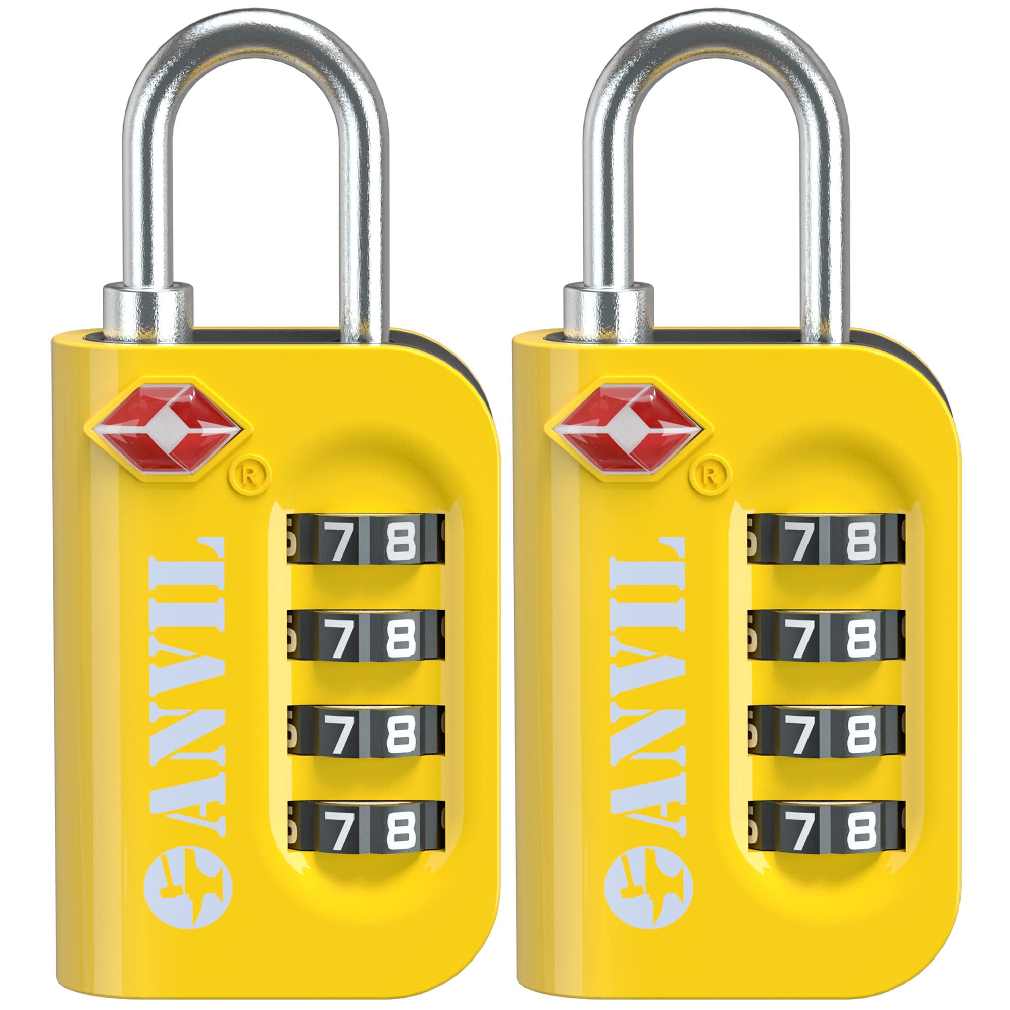 ANVIL TSA Approved Luggage Lock - 4 Digit Combination, 10,000 Combinations, Easy-Read Password Window, Travel Lock for Suitcases, Backpacks, Gym & Student Lockers, Baggage