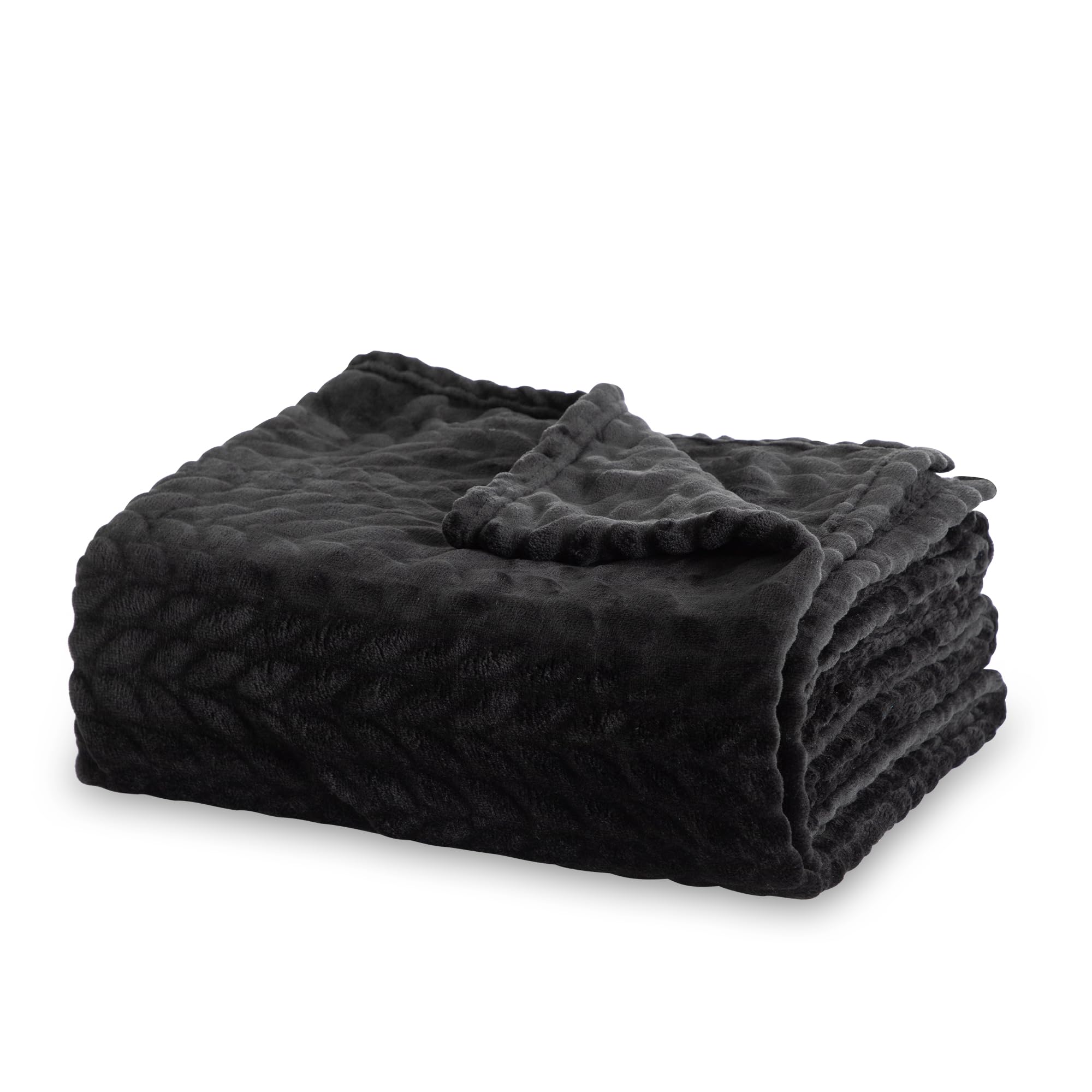 Winthome Manta Suave Esponjosa, Mantas Sofa Cama Caliente, Frazada Navidad Franela Fácil de Cuidar, Blanket Polar para Niños, Adolescentes y Adultos, Cobijas para Todas las Estaciones(150x200cm,Negro) OEKO-TEX STANDARD 100
