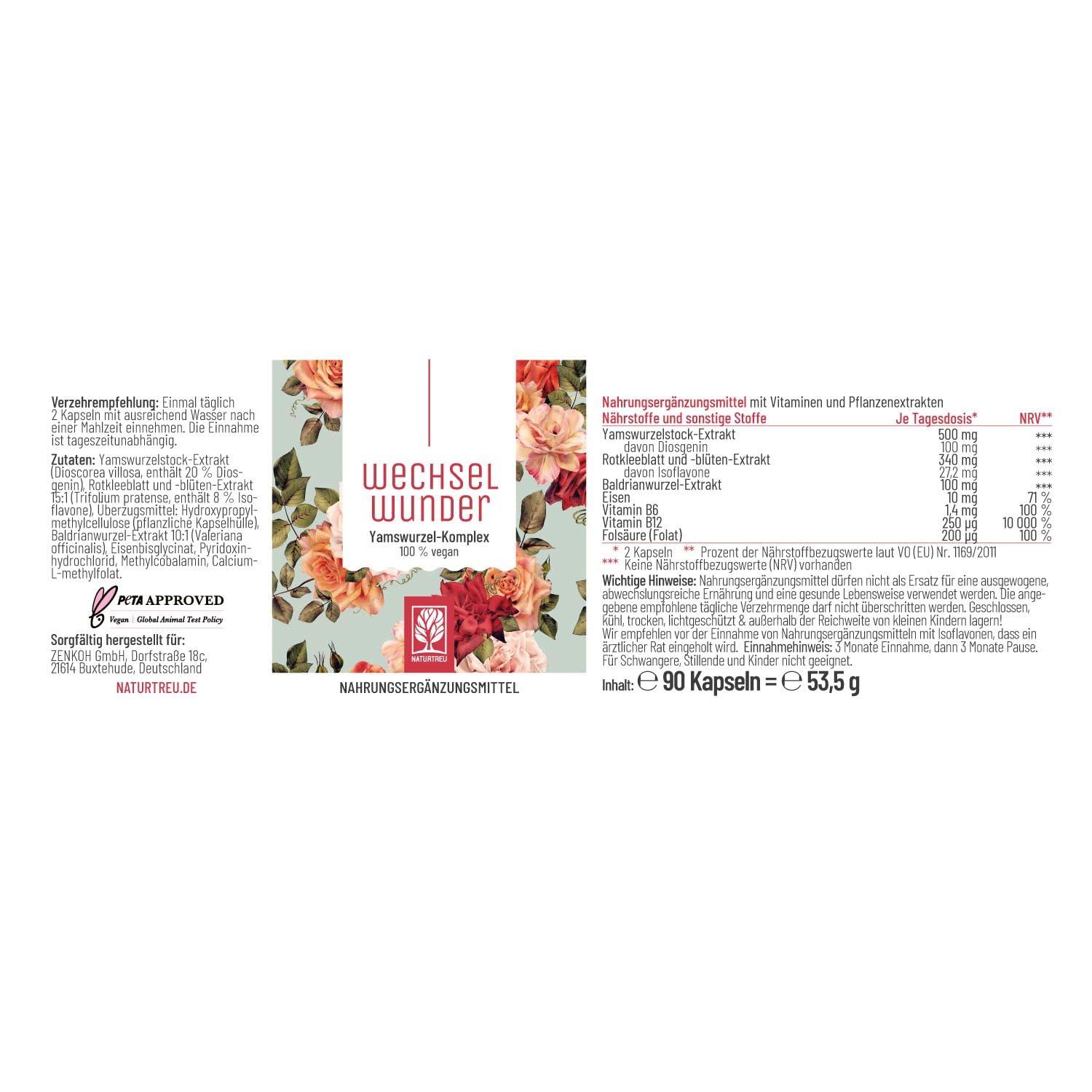 NATURTREU® Wechselwunder + Abendritual Bundle - 2er Paket aus 1x Wechseljahres Yamswurzel Rotklee Kapseln & 1x GABA Baldrian Kapseln - vegan