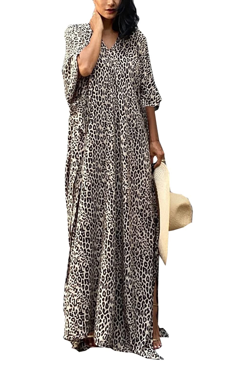 L-Peach Kimono Bohemio Cardigan para Mujer Ropa de Salón Batas de Gran Tamaño Vestido de Playa Pareos
