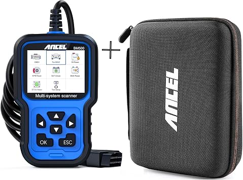 ANCEL BM500 All System OBD2 Scanner for BMW Mini with ANCEL Case for OBD2 Scanner, Protective and Storage Box (L) for All ANCEL Products