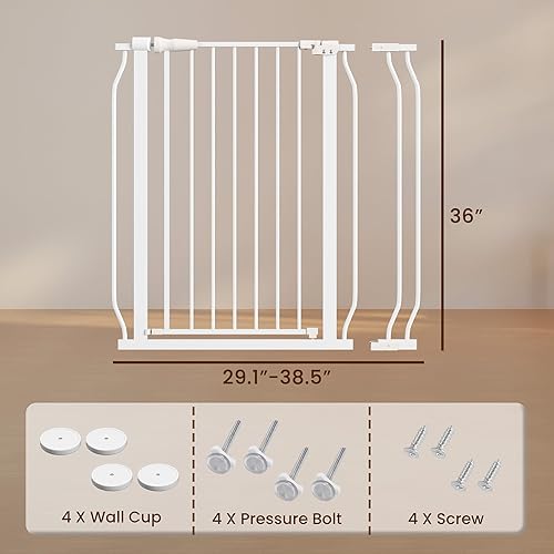 Miniatura 4 de ELEVON Puerta de bebé para puertas de escaleras, puerta de seguridad para mascotas con funciones de cierre automáticomantenimiento, se adapta a