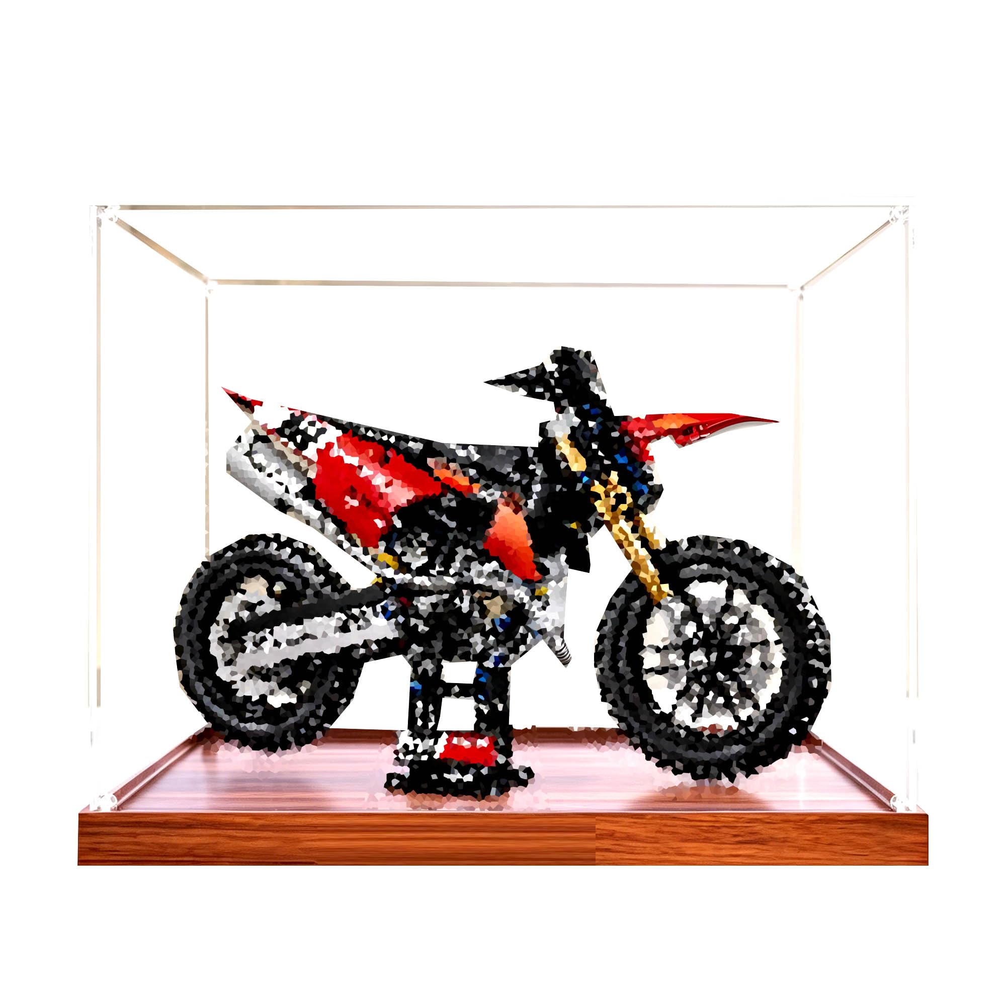 Vetrina acrilica per Le-go 42238 moto set (legno 2 mm) | Scatola da vetrina antipolvere, per riporre la casa, compatibile con moto 42238 (solo scatola)
