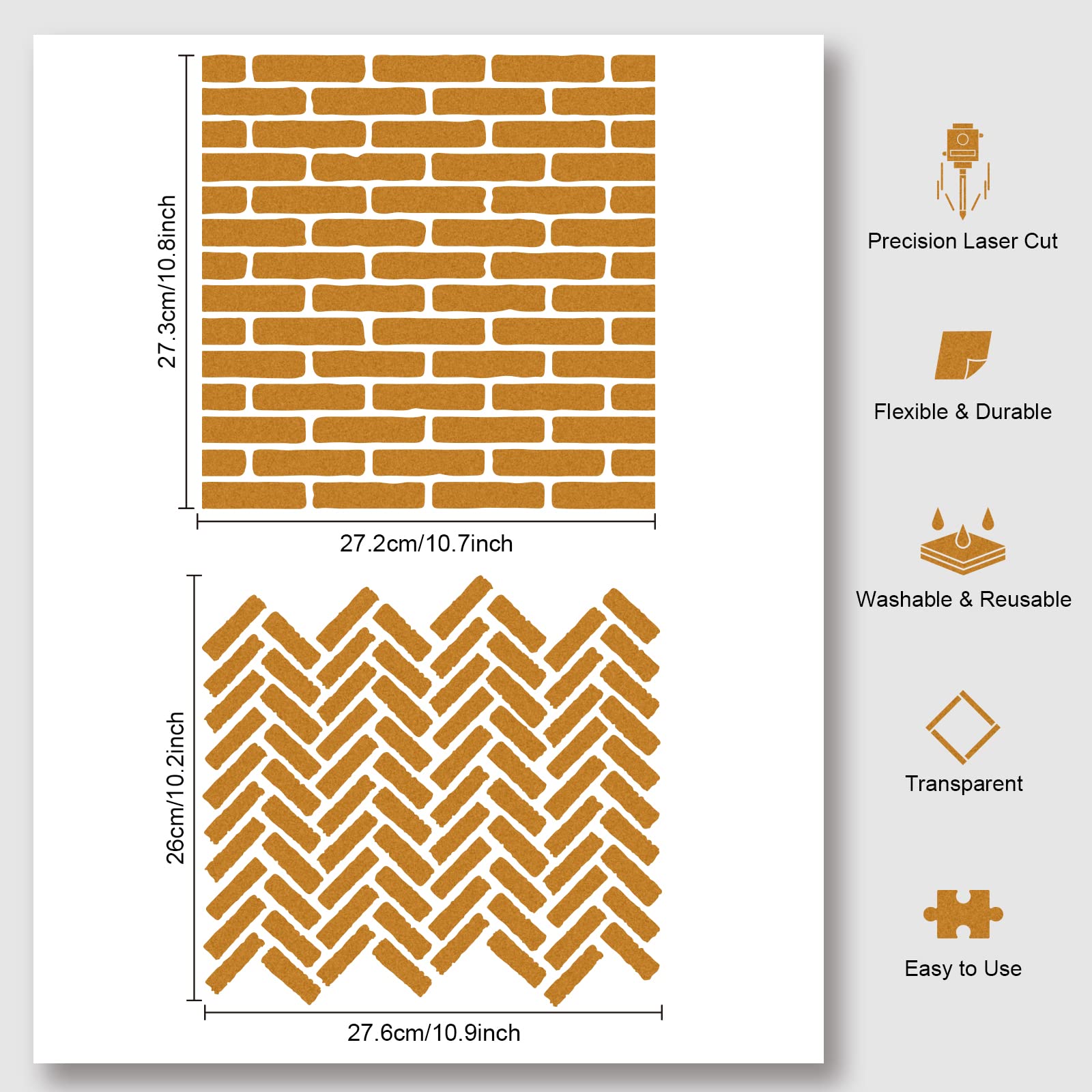 NBEADS 2 Pcs Brick Painting Stencils Templates - Image 3