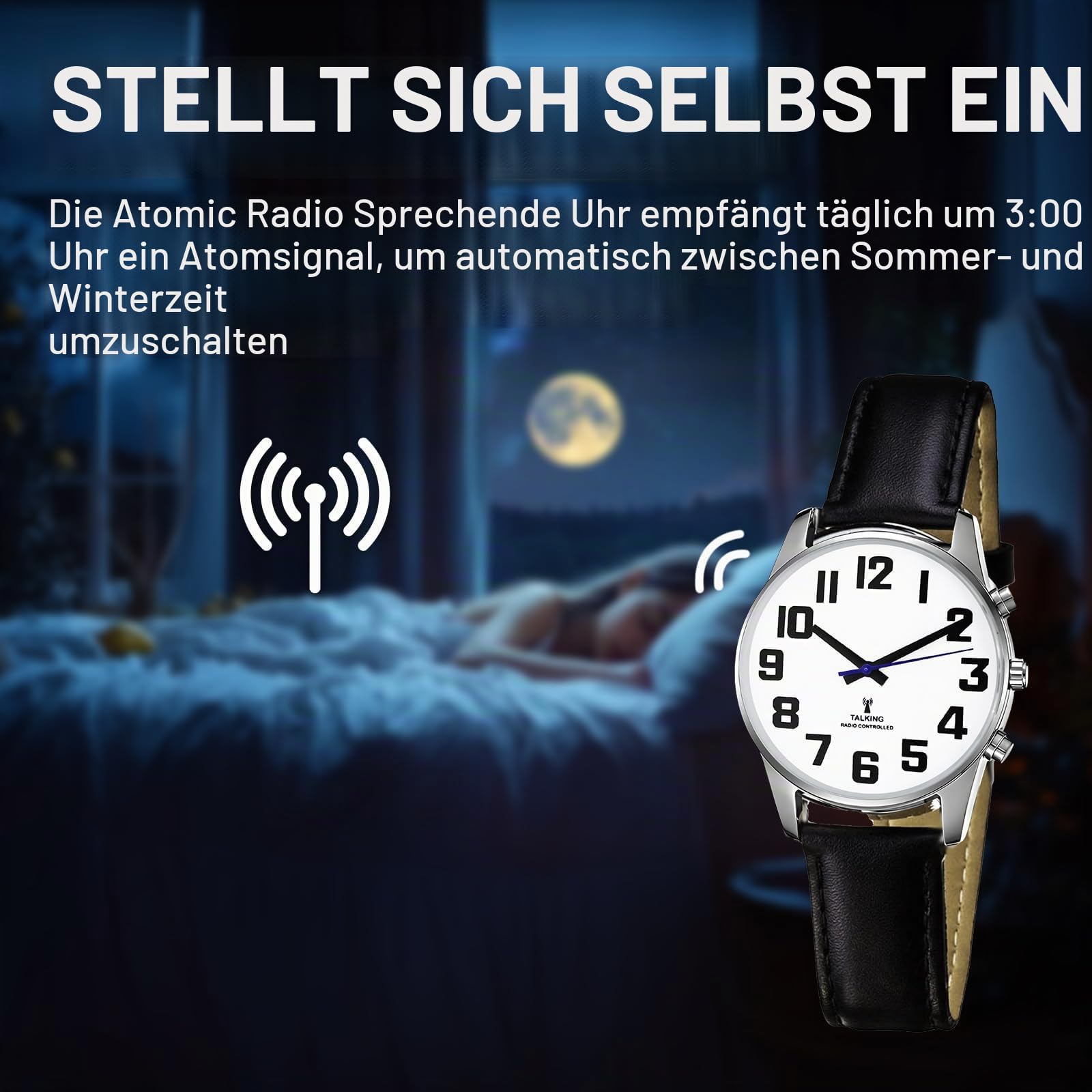 Sprechende Uhr für Damen für Blinde Senioren mit Sehbehinderung, Laute und klare Stimme,Spricht Deutsch