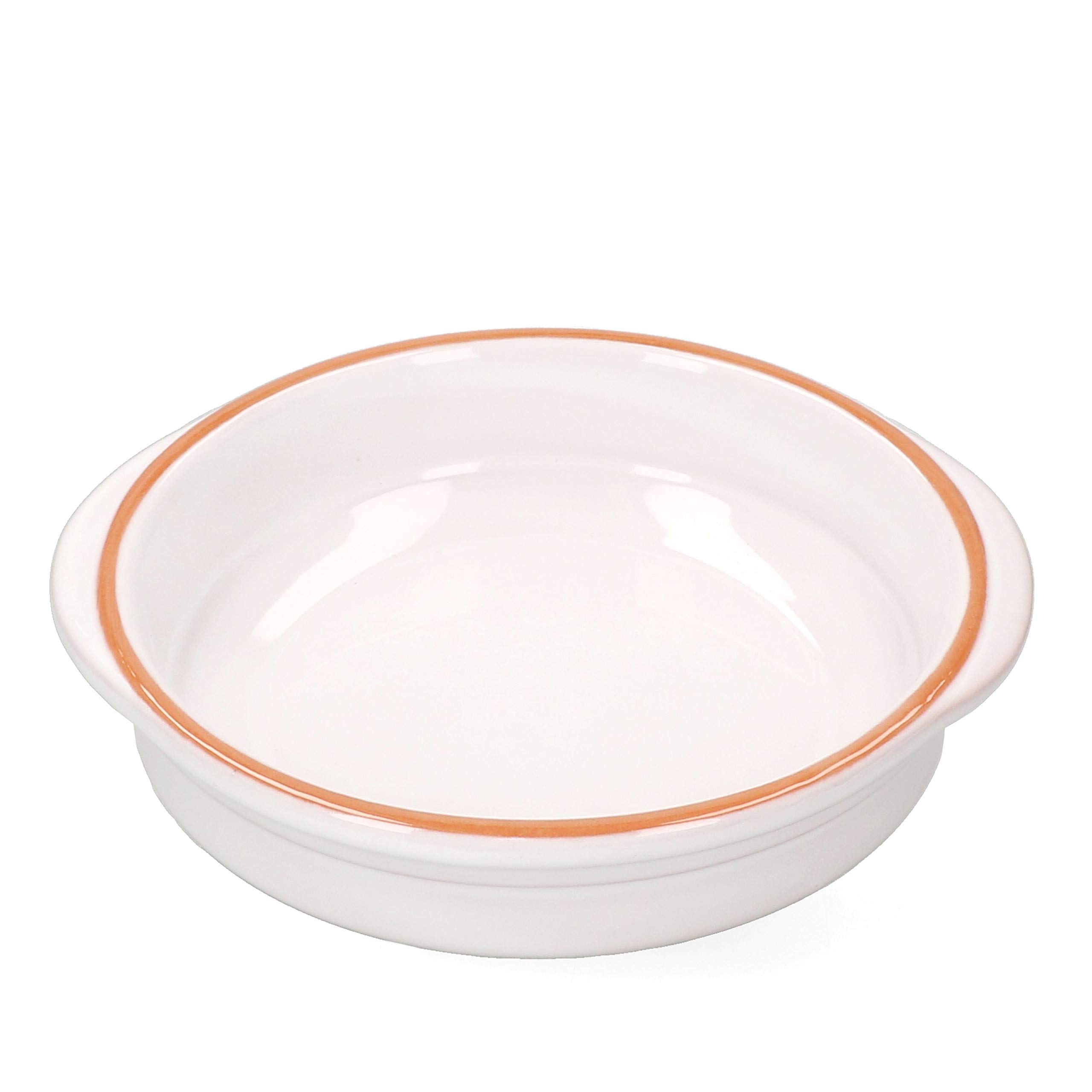 MamboCat Cazuela Tonschale Ille 6-er Set 16,5cm Größe M 300ml I Auflaufform mit Griff I rund backofengeeignet I Keramik Antik Geschirr I Pasta Servierschale Ofen Kasserolle I weiß glasiert