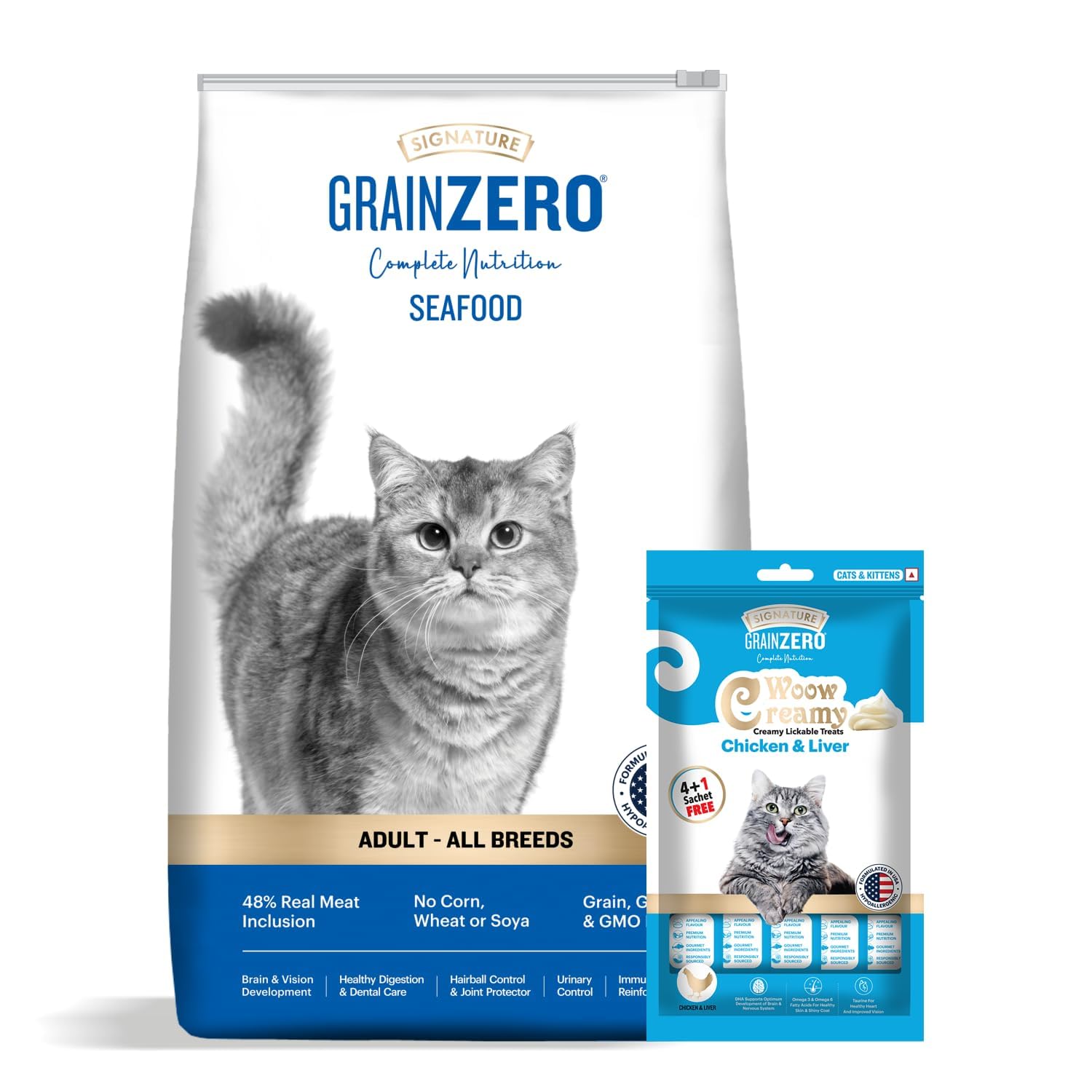 Grain Zero Sea Food, Dry Cat Food 1.2 Kg, No Grain Formula, Glutten-Free, GMO-Free, 48% Fresh Fish Inclusion, Taurine for Heart, Promotes Healthy Skin & Coat, Adult - All Breeds-image-10