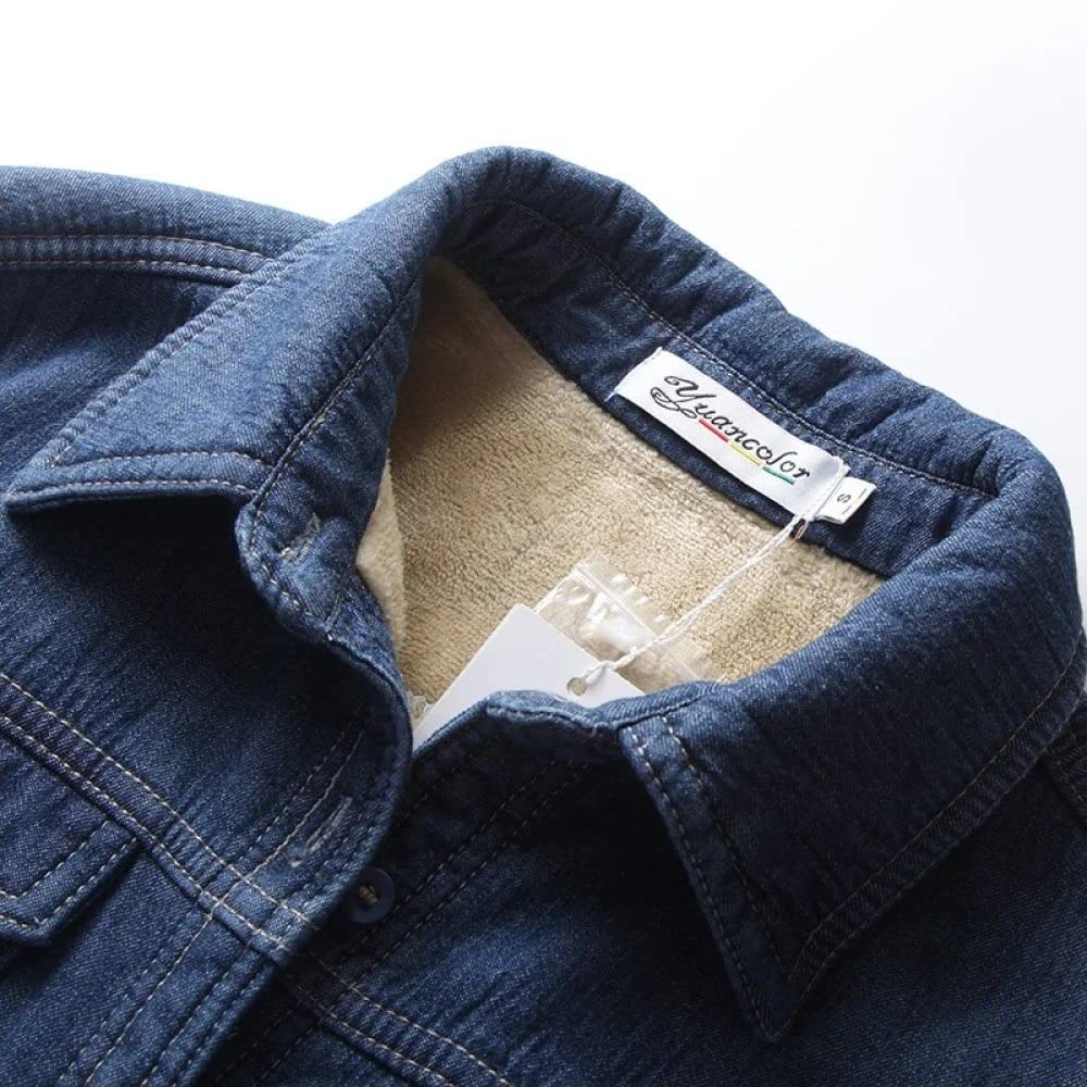 Bluse Elegant Damen Hemd, Damen Jeanshemd Jacke Fleecefutter Warmer Winterpullover Jeans Revers Bluse Tunika Knopf Brusttaschen Langarm Mantel Gefüttert Fleece Blusenshirts für Mädchen