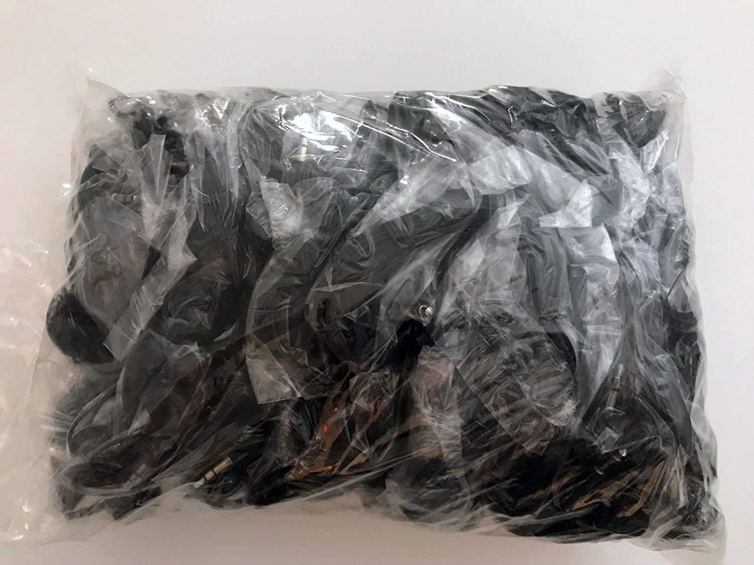 LowCostEarbuds.com Bulk School Classroom Pack of 100 Black Earbuds/Headphones - Individually Wrapped 2