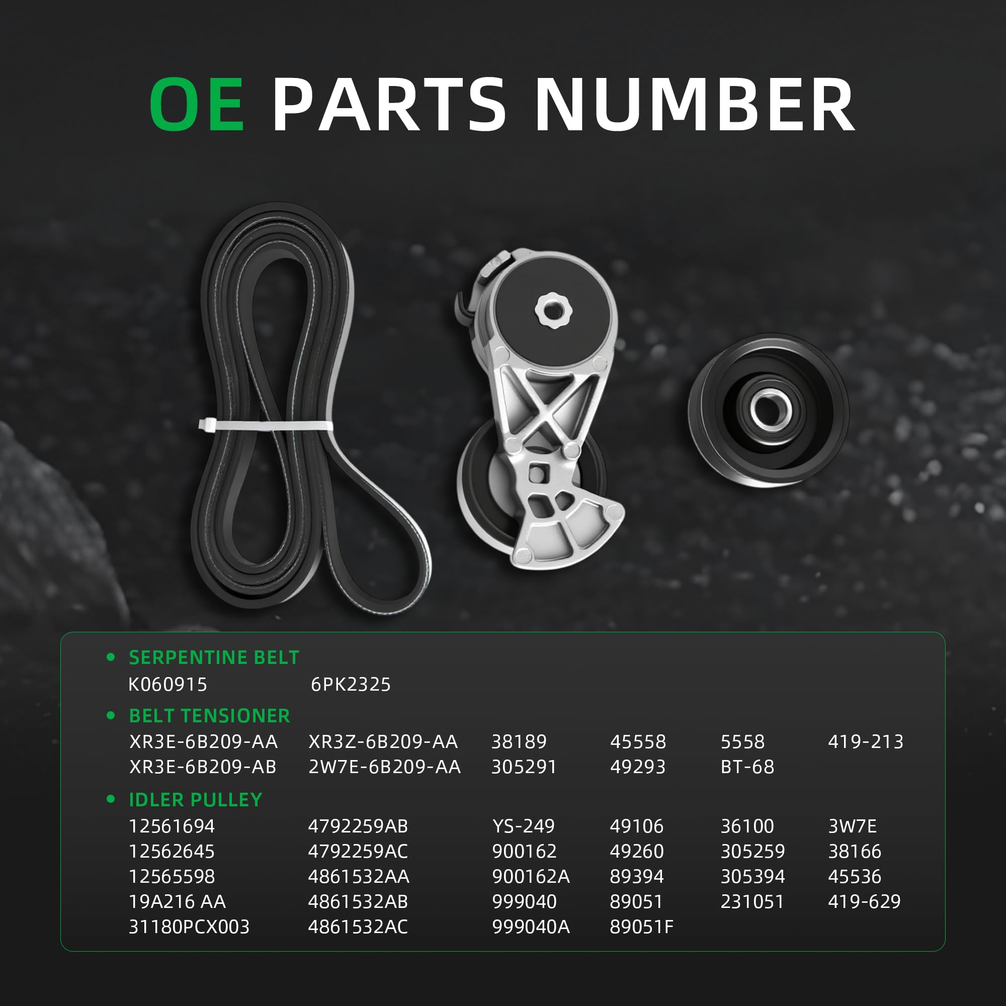 90K-38189A Kit puleggia tendicinghia tendicinghia a serpentino, per Ford Grand Marquis Crown Victoria, Lincoln Town Car, Mercury Grand Marquis 4.6L 2000 2001 2002, Tendicinghia 38189 36100 6PK2310