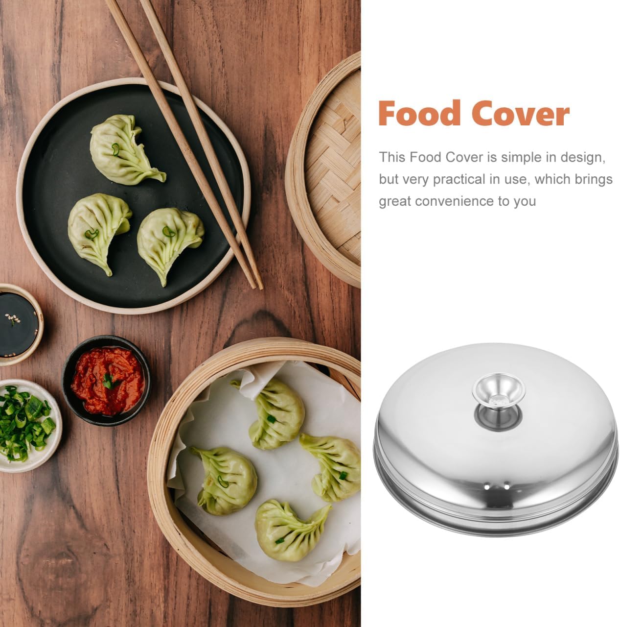 8.07 Inch Stainless Steel Steak Cover Food Dome Steamer Lid Cheese Melting Cover Kitchen Food Warmer for Grill Microwave