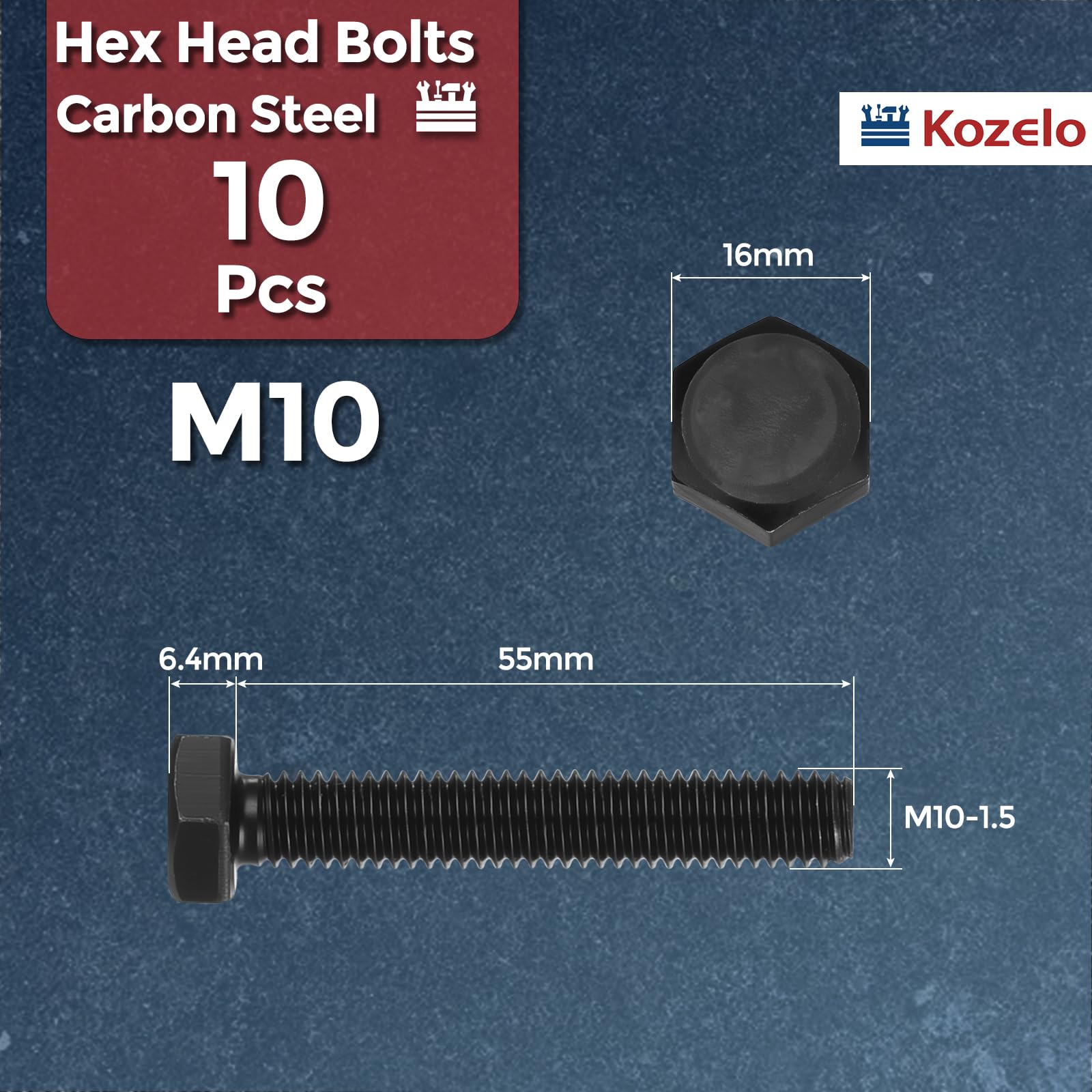Kozelo 10 Pcs Hex Head Screws Bolts - Image 2