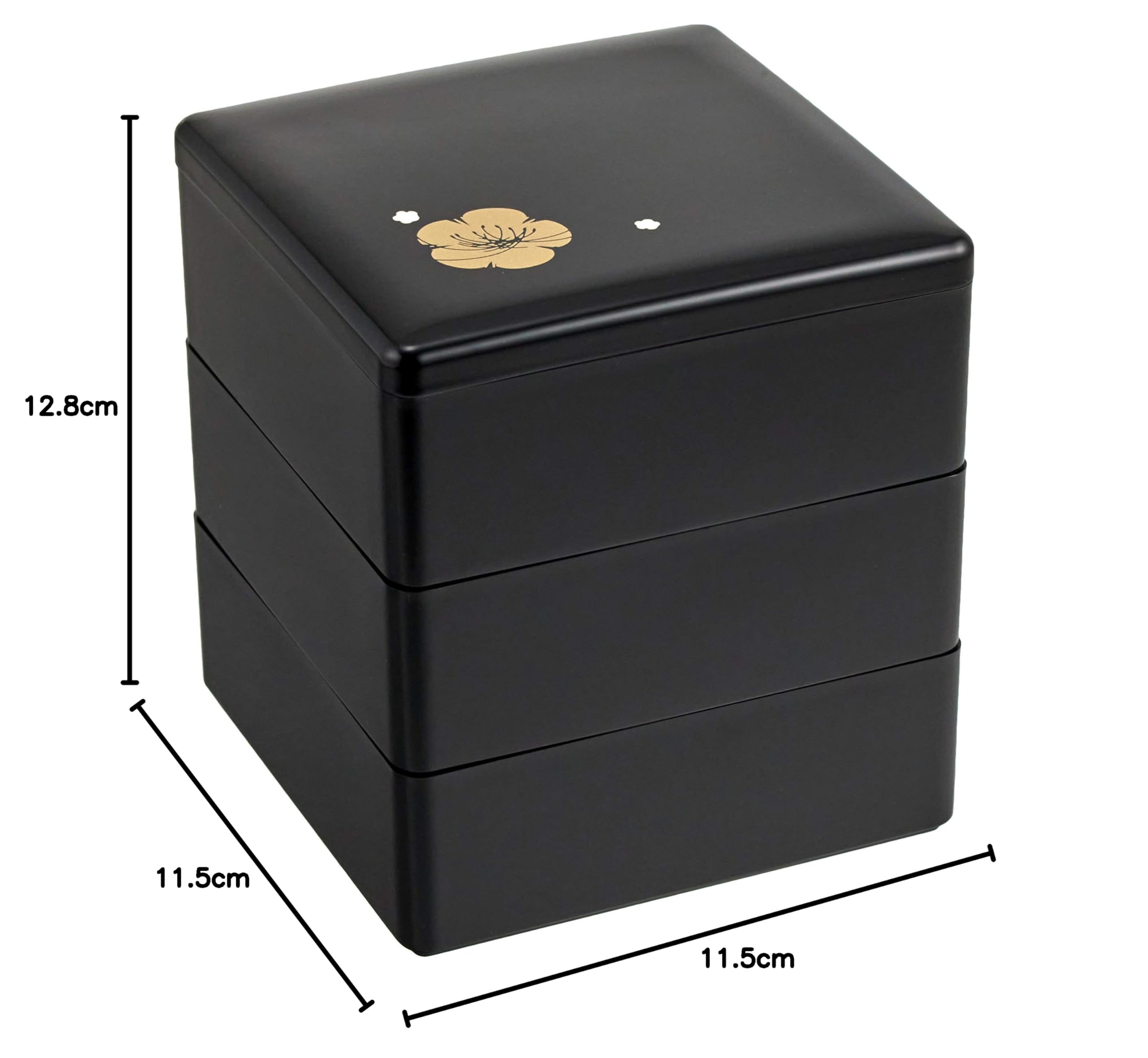 Amazon｜若泉漆器 3段重箱 4寸重 黒 梅花(内黒) H-155-75-A｜重箱