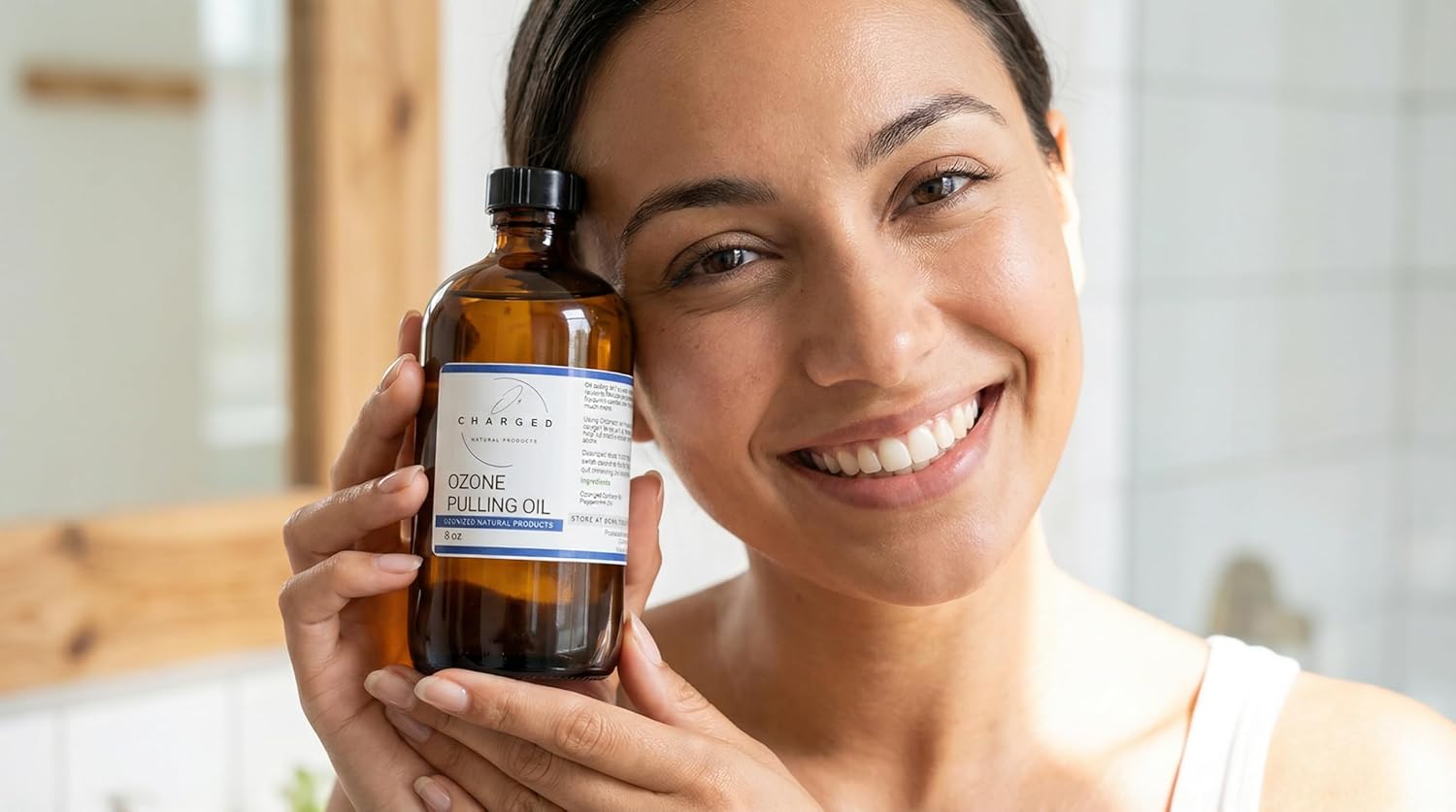 Ozone Pulling Oil, 8 oz, Ozonized Coconut Oil, Peppermint, Moisturizing, Soothing, Natural, Healing, Essentil Oils for Teeth and Gums, Flouride-Free, Non-GMO, O3 Oils
