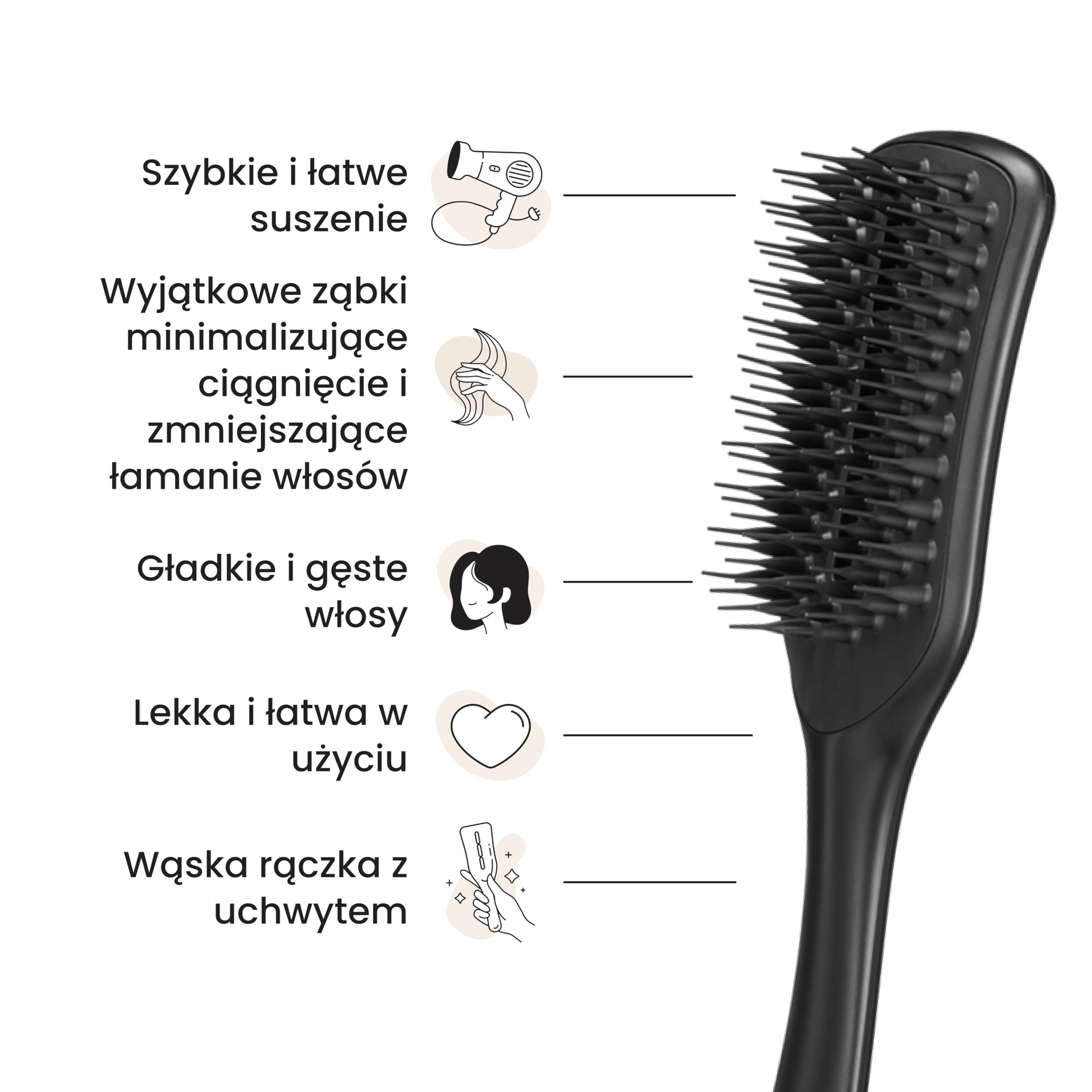 Tangle Teezer Easy Dry & Go do mokrych włosów delikatnych i średnich - dodaje objętości, gładkości i połysku - szczotka do suszenia włosów skraca czas i zmniejsza zniszczenie włosów - Kruczoczarna