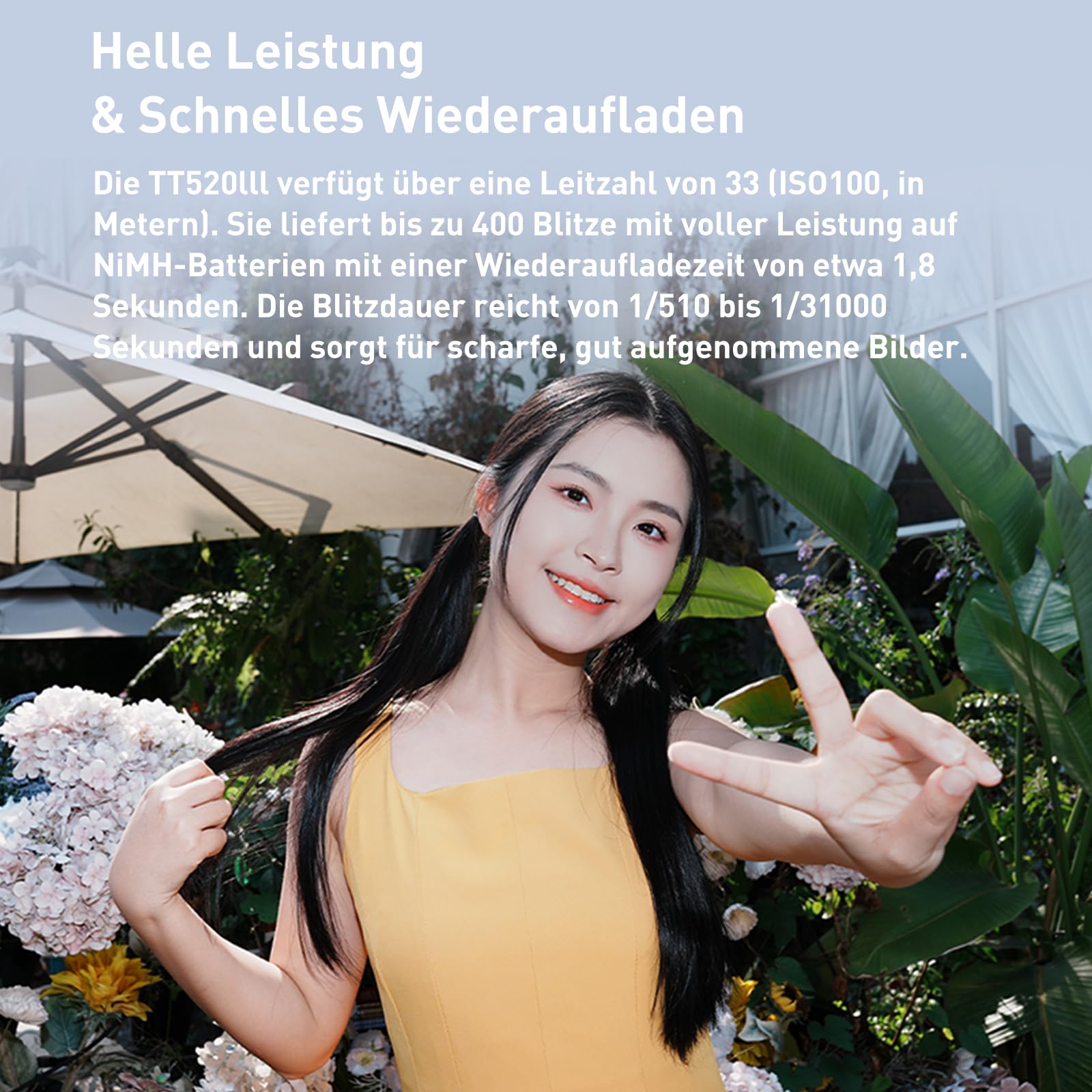 GODOX TT520III Kamerablitz Speedlite mit RT-16 Werfer, 433MHz Wireless Flash GN33 S1/S2 Optische Steuerung, Single Contact Hot Shoe Design, Batteriebetrieb, Kompatibel für Kameras