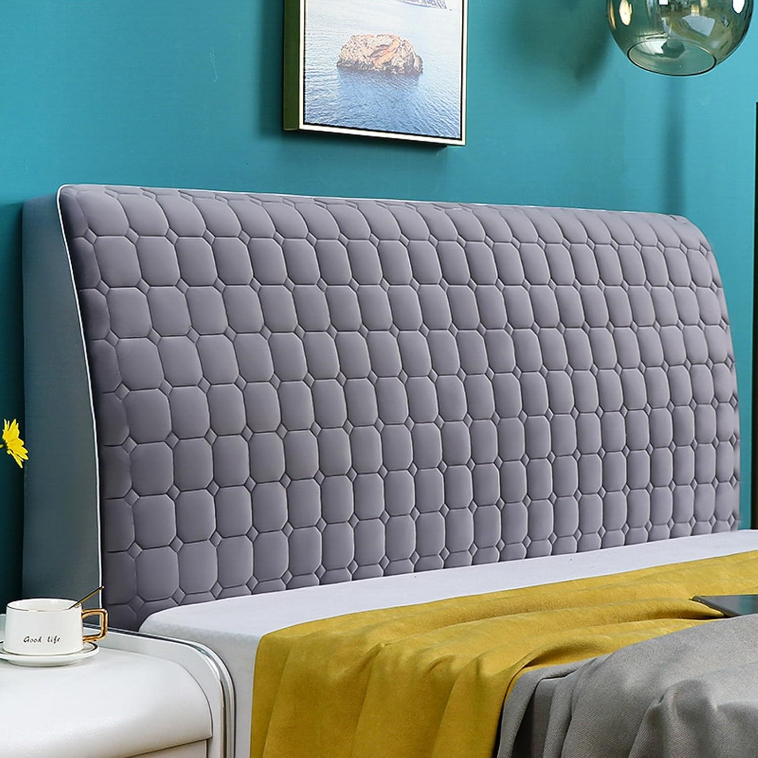 UYSELA Bed Headboard Covers Stretch Velvet Headboard Covers for Double Bed/Small Double, Headboards Covers Slipcover for Bed Headboard