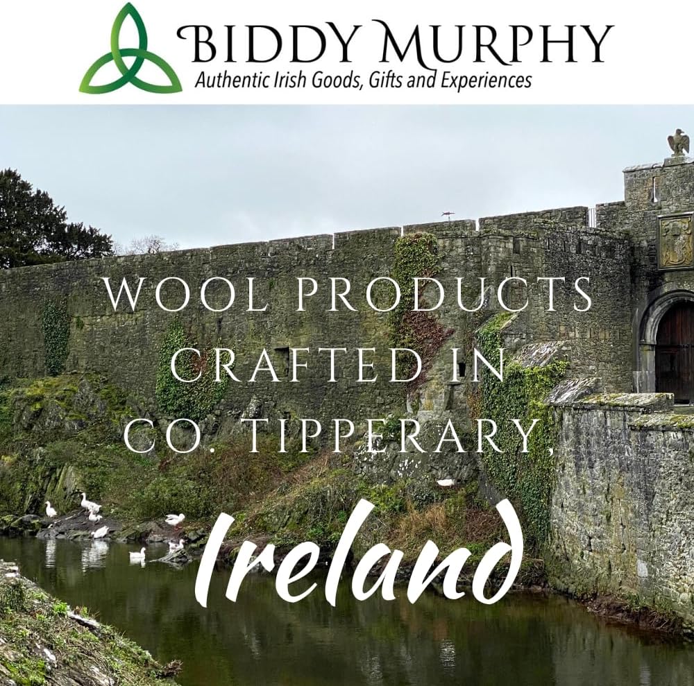 Biddy Murphy 100% Wool Plaid Blanket, Large 90" x 108" Inches, Made in Ireland, Warm Soft Lambs Wool, Green Check