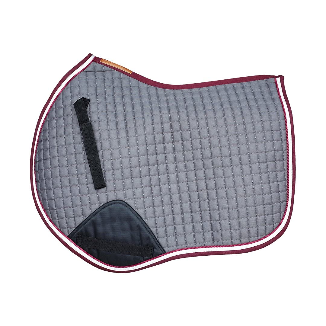 GS Equestrian Close Contact Saddle Pad GSE240 One Size fits All Various Colours (Grey/ Burgundy)