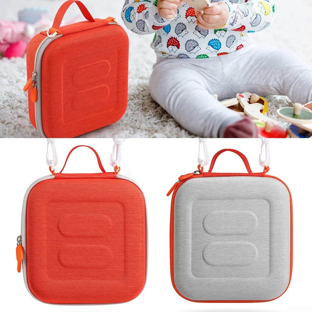 Funda de viaje para Yoto Mini - (edición 2024) - Reproductor de audio y música para niños, bolsa de soporte para altavoces infantiles, tarjetas de audiolibros (naranja/gris)