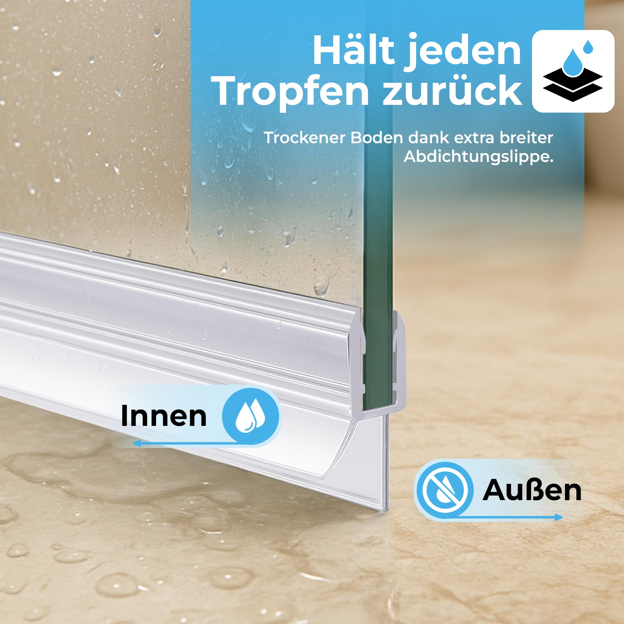 Duschdichtung 6mm 8mm · Langlebige Duschdichtungen für Duschtüren · Universal Dichtung Dusche Glastür · Duschlippe für Duschkabinen Dichtungen · Duschtürdichtung unten (4x 100cm)