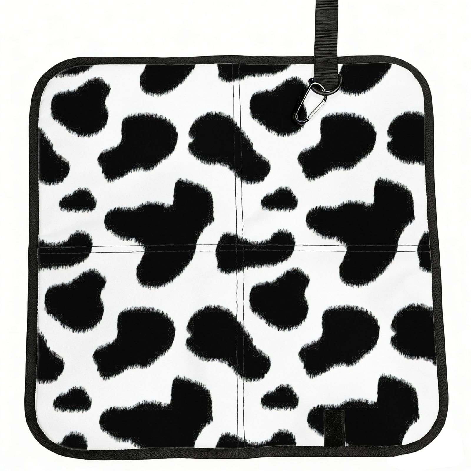 VCzsdff Black Leopard Print Portable Seat Cushion Folding Bleacher Pad Compact Picnic Sitting Mat Polyester 40cm
