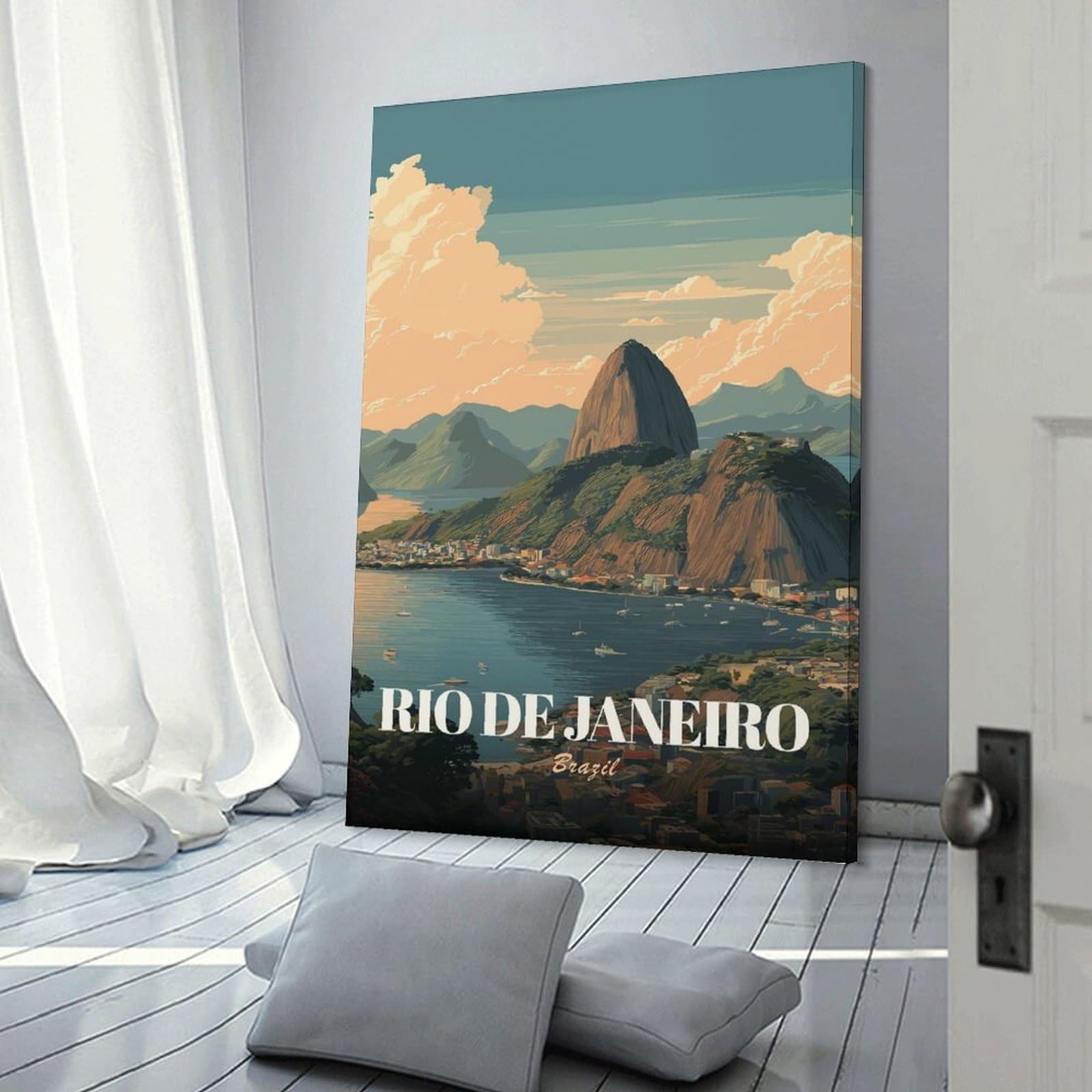 Junmoney Rio De Janeiro Vintage Wall Art Print 24x36inch(60x90cm), for Corridors, Hallways Or Apartment Entries, Wall Decor to Refresh Empty Corners