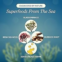 Vista 3 de Cápsulas de musgo de mar irlandés con vejiga, raíz de bardana y soporte energético de yodo, suplemento de costura para elevar el estado de ánimo