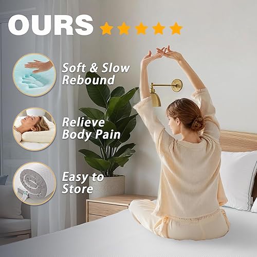 Miniatura 5 de SAPHREAS Cubrecolchón de espuma viscoelástica de 3 pulgadas tamaño individual con funda de colchón suave y ventilada, cubrecolchón de cama para caja