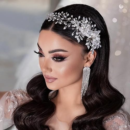 DIMNIE Peine de pelo de boda para novias, diadema de boda, diadema de boda con peine para el cabello