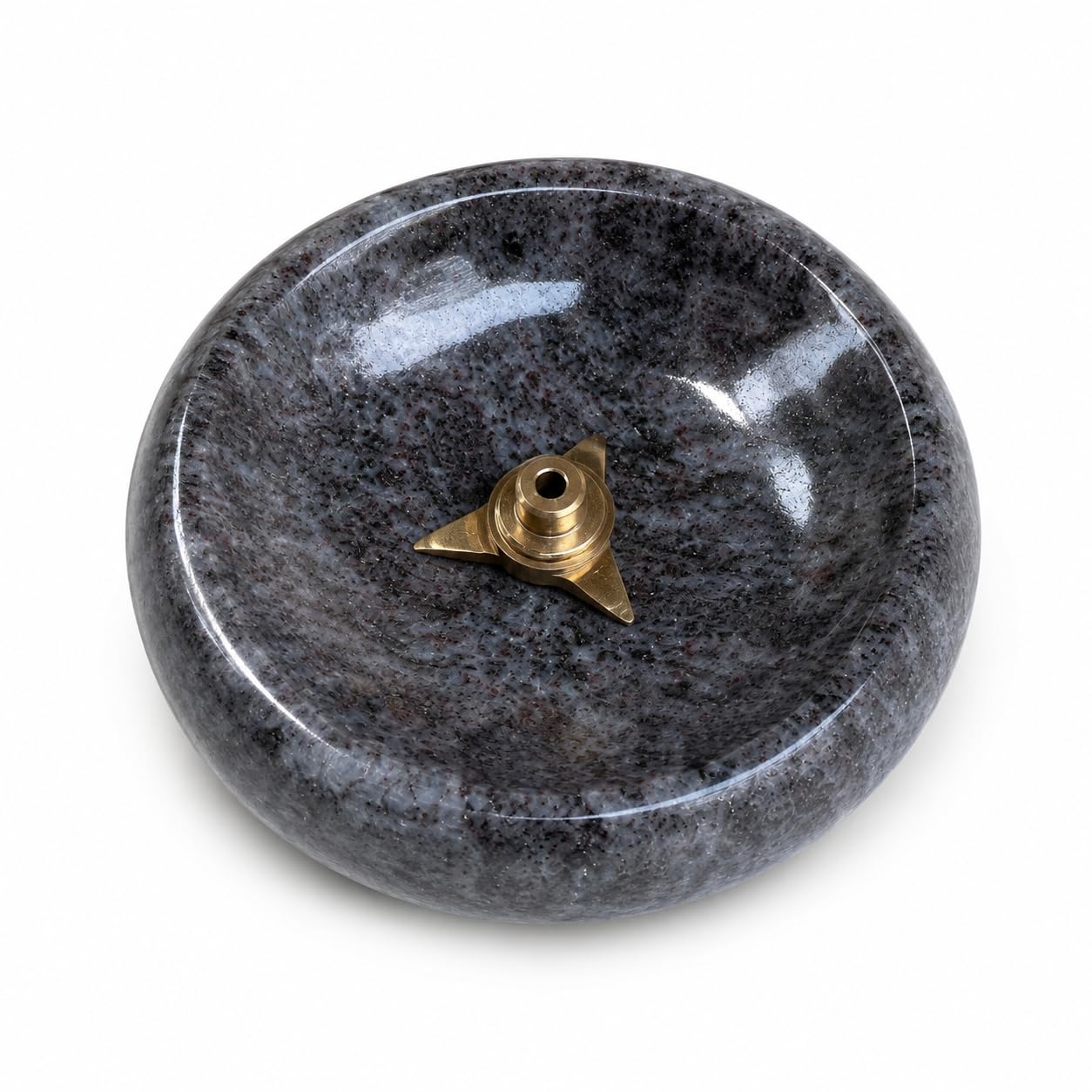 5 Inch Red Granite Agal Vilaku Diya | Natural Stone Oil Lamp with Brass Wick Holder | Polished Granite Deepam for Pooja Room, Daily Worship, Diwali, Karthigai Deepam & Festive Decor (Grey)-image-5