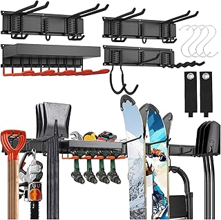 Garagen-Wandorganisator, 64-Zoll-Werkzeugaufbewahrung mit 9 Haken, 4 S-Haken, Werkzeughalter, geeignet für Gartengeräte