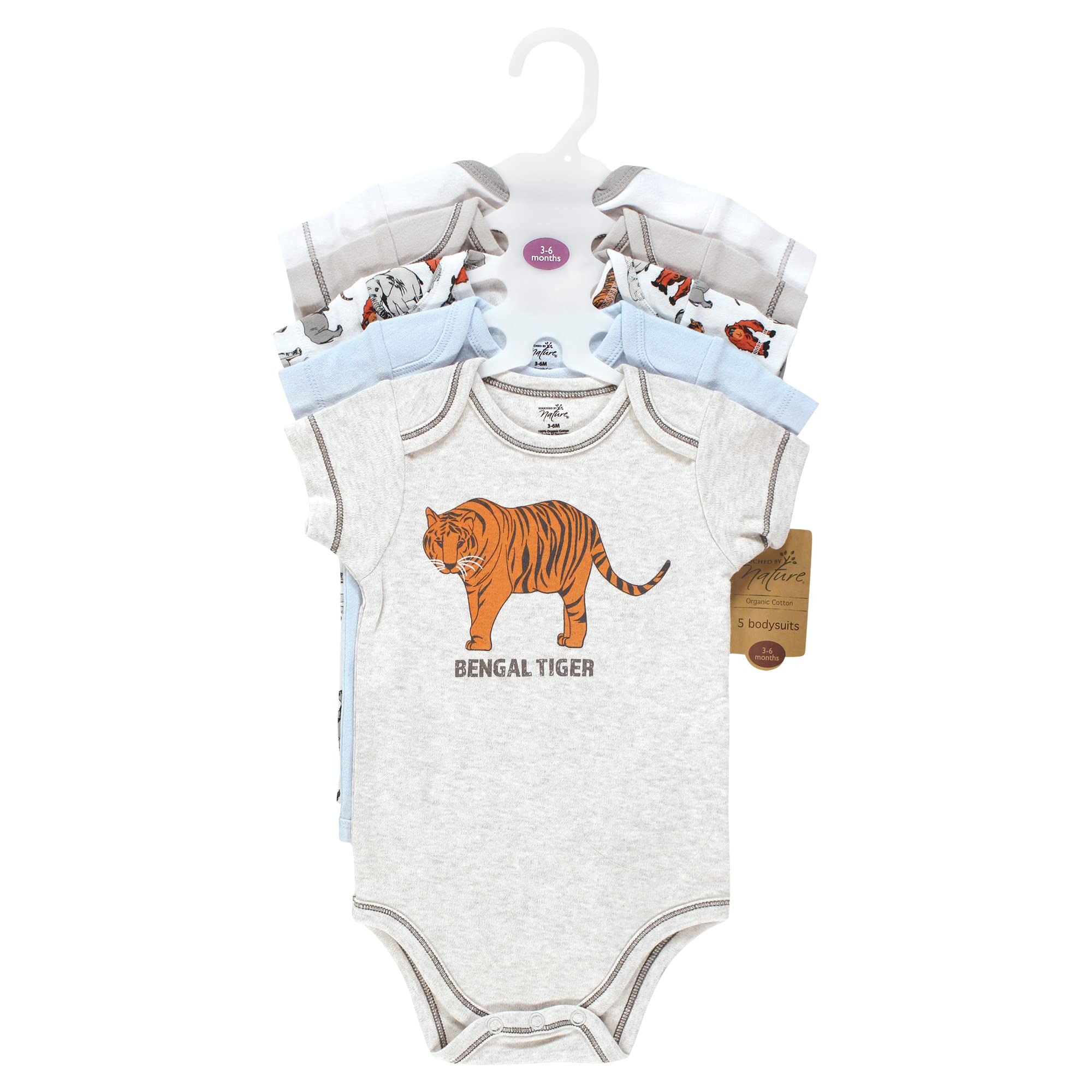 Touched by Nature Organic Cotton Bodysuits Touched by Nature - Body unisex para bebé, algodón orgánico, animales marinos en peligro de extinción, 3-6 meses, para niña