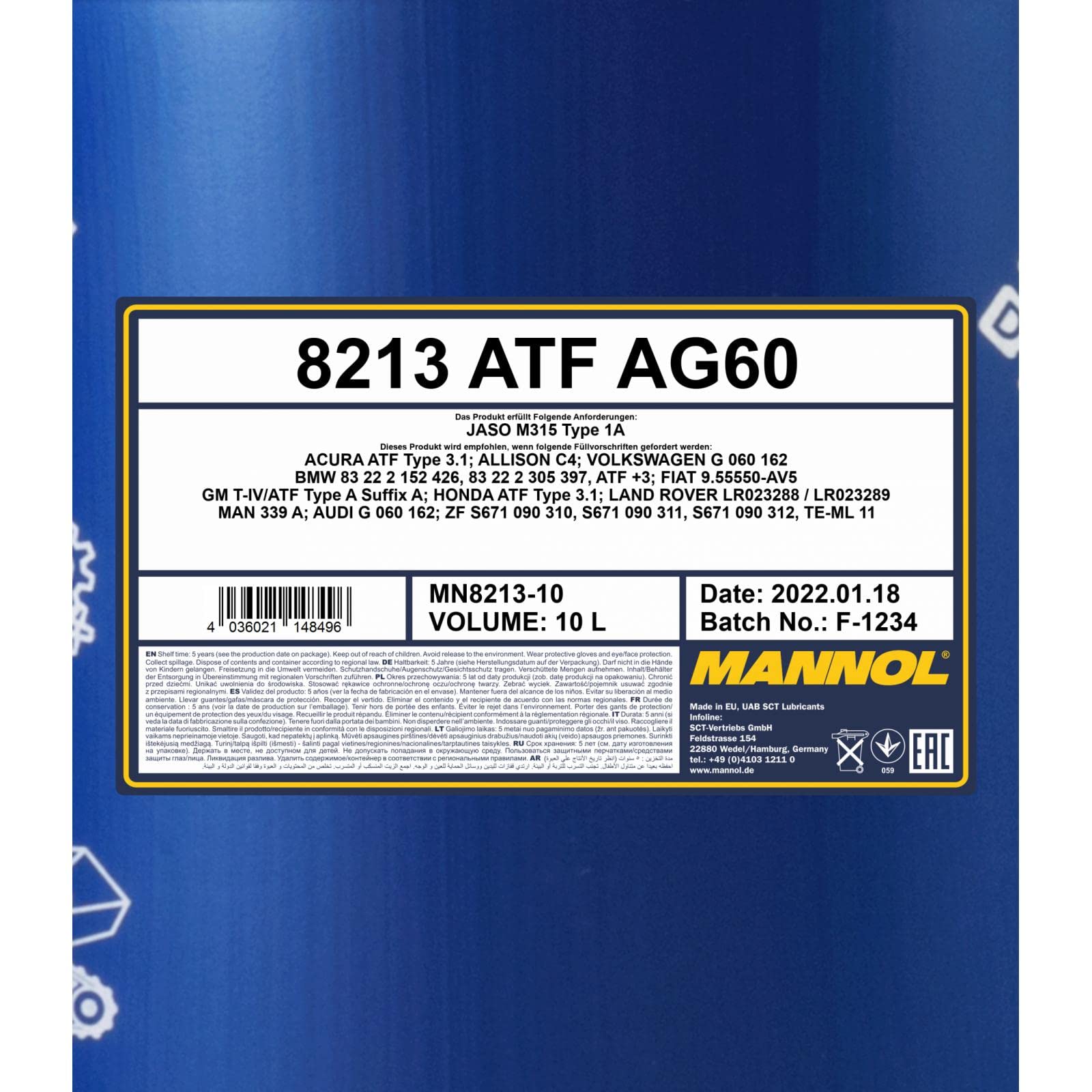 MANNOL MN8213-10 Olio cambio automatico (ATF) 10L verde