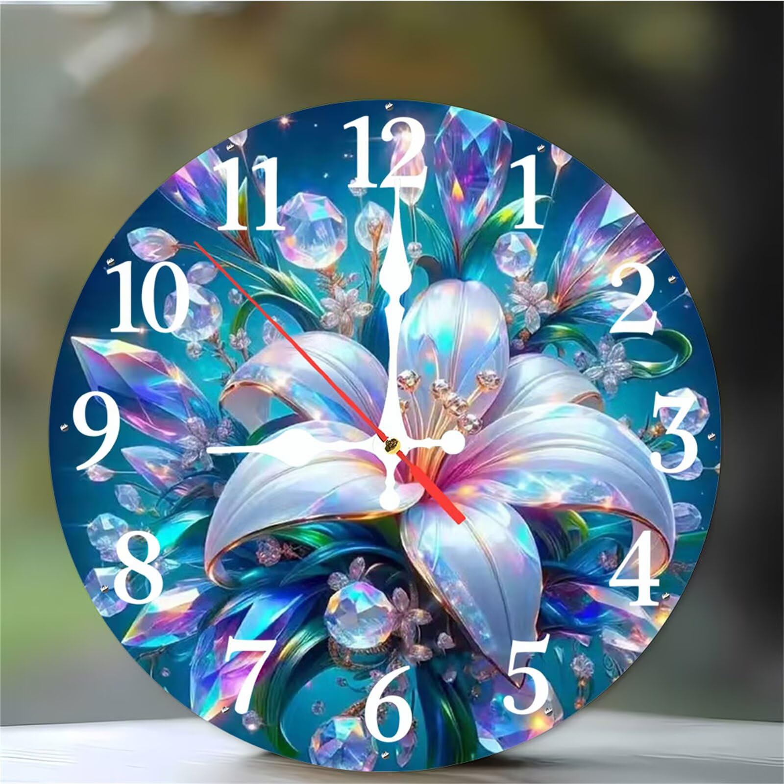 Horloge murale 12 pouces silencieuse à pile avec chiffres arabes lisibles