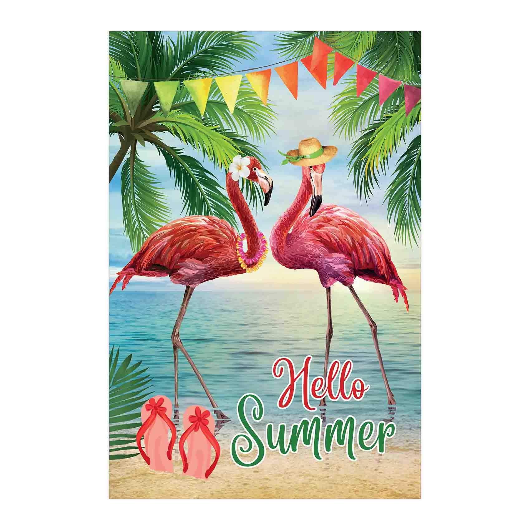 Morigins Gartenflagge 'Hello Summer' Mit Pinkem Flamingo – Doppelseitig, 71,1x101,6 Cm, Wetterfest Morigins Gartenflagge 'Hello Summer' Mit Pinkem Flamingo – Doppelseitig, 71,1x101,6 Cm, Wetterfest