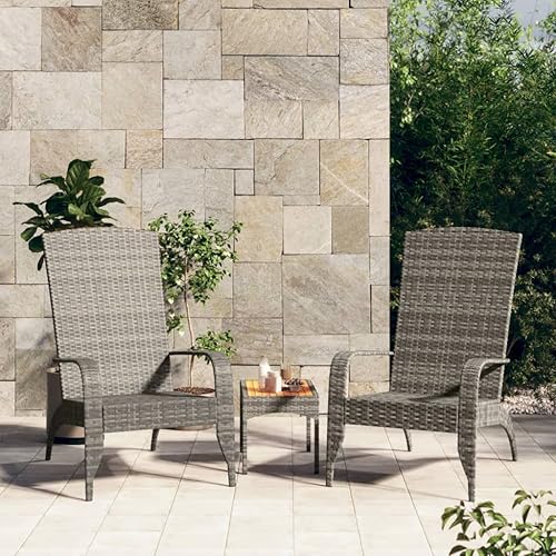 Grey Adirondack Folding Chair 29.9x23.2x37, Steel Frame, Poly Rattan Seat, Patio Garden Deck Balcony
