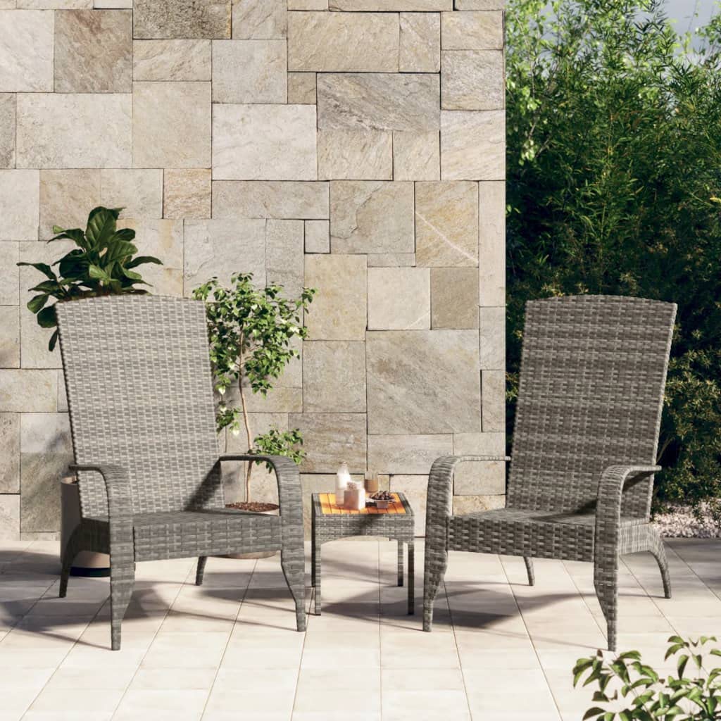vidaXL Chaise de Jardin Adirondack Gris Résine tressée