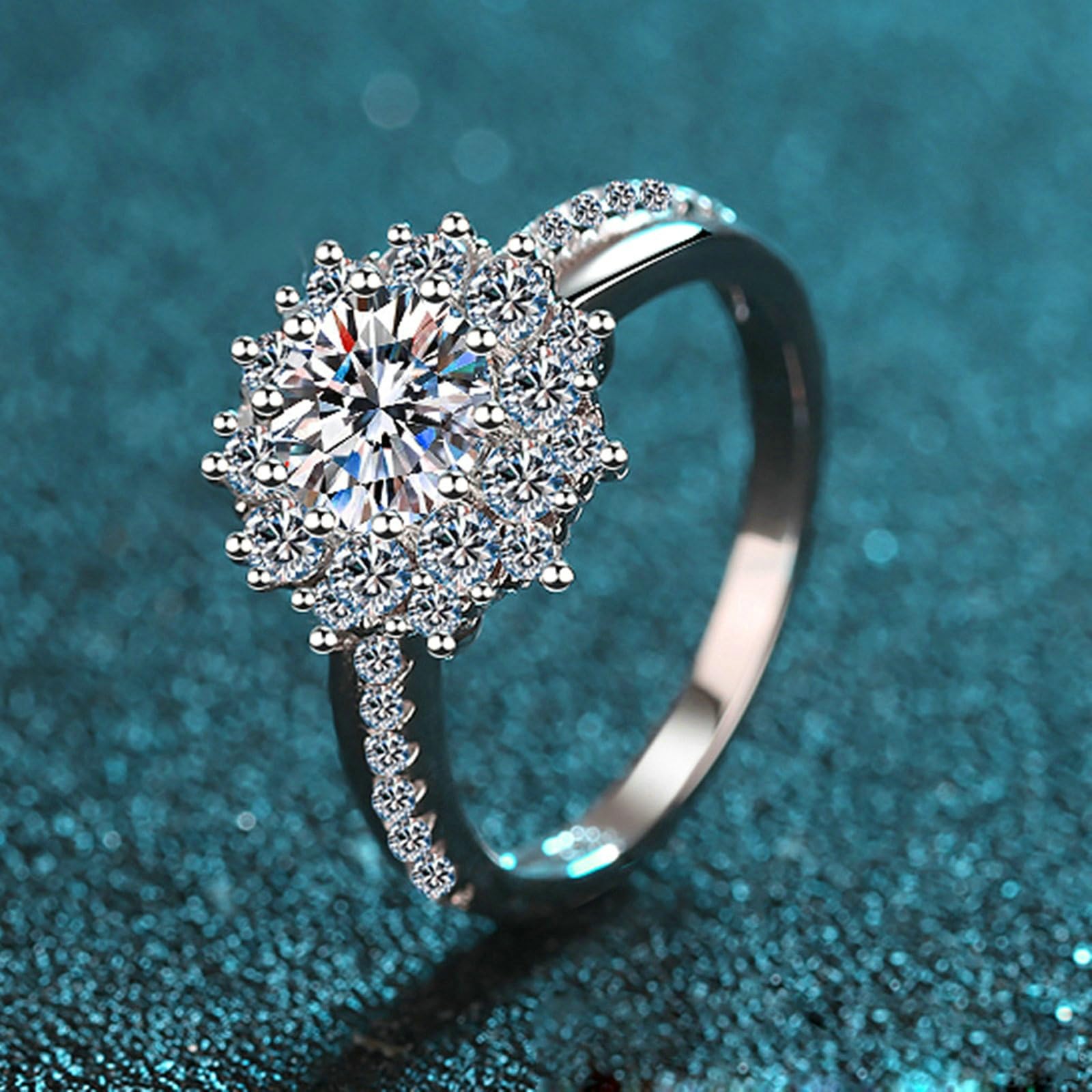 Anillo de compromiso para mujer, oro blanco de 14/18 quilates, 1 quilate, con diamantes cultivados en laboratorio