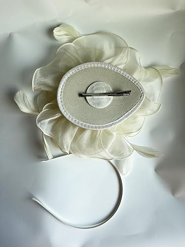 Miniatura 5 de Tocado de flores para mujer, tocado para boda, novia, fiesta de té, tocado con plumas, diadema para iglesia nocturna