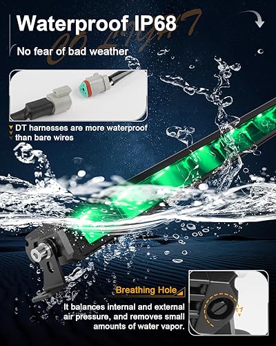 Miniatura 6 de CO LIGHT Barra de luz LED curvada de una sola fila de 30 pulgadas, 140 W, 30000 lúmenes, 6000 K, arnés de cableado de luz ambiental blanca y verde,