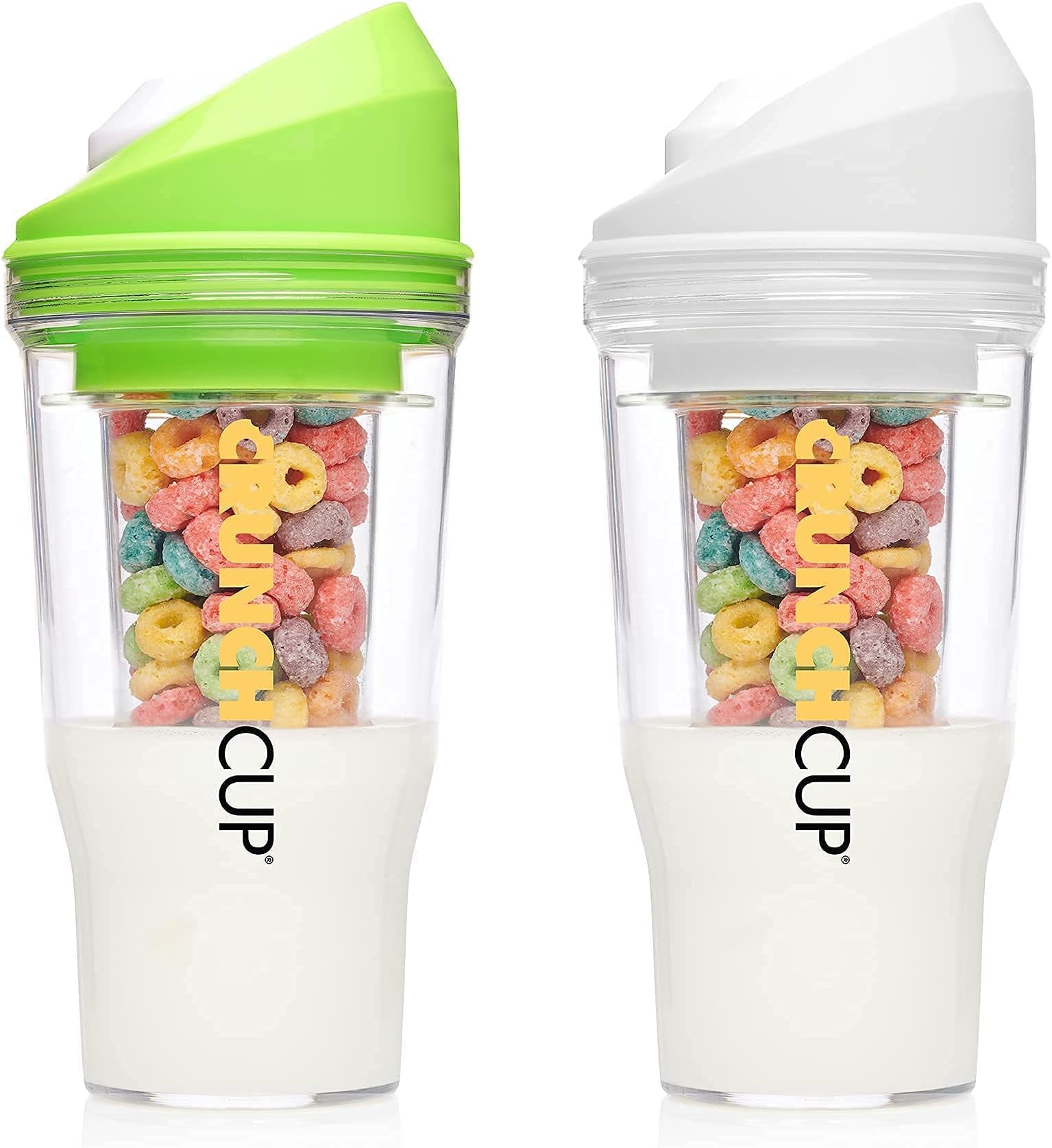 Bundle & Save on Two Portable Cereal Tumblers - No Spoon, No Bowl, It's Cereal on the Go [Green & White]