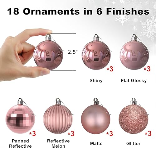 Vista 1097 de 18 esferas medianas decorativas navideñas para árbol de Navidad, inastillables, para colgar, color púrpura, 2.5 pulgadas, paquete de 18