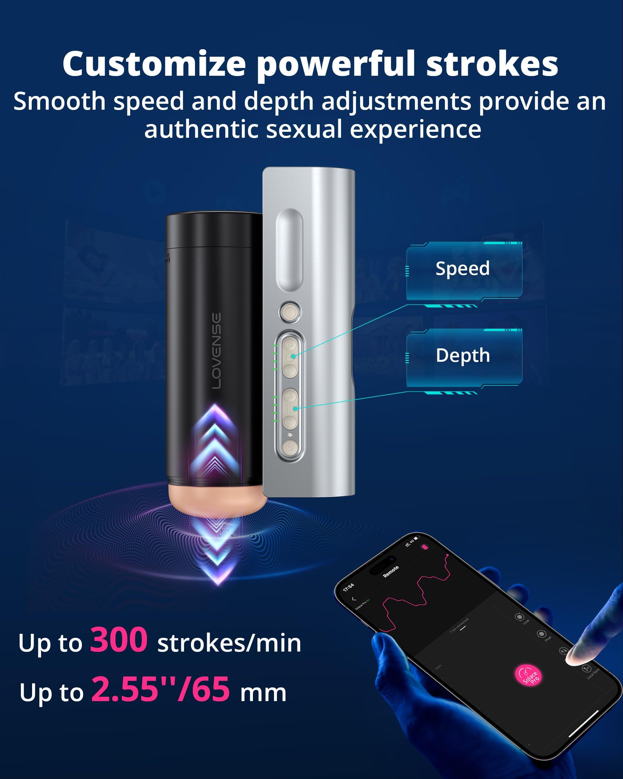 LOVENSE Lush Anal Plug Anale Vibrante con Luce LED, Per Principianti + LOVENSE Solace Pro Masturbatore Automatico Uomo Macchina per Fellatio con Spinta e Esperienza AI/VR