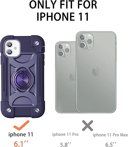 Miniatura 7 de MARKILL Funda compatible con iPhone 11 de 6.1 pulgadas con soporte de anillo giratorio de 360, protección contra caídas de grado militar, carcasa