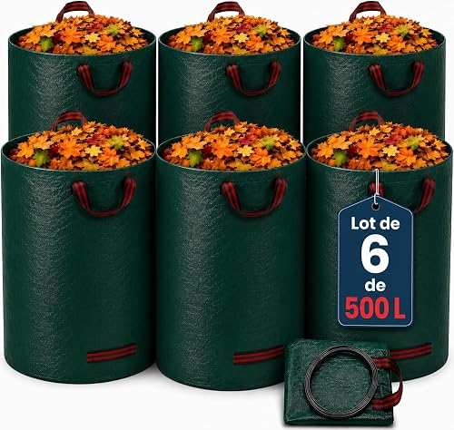 6 Sacs Déchets Jardin Robustes 500L 