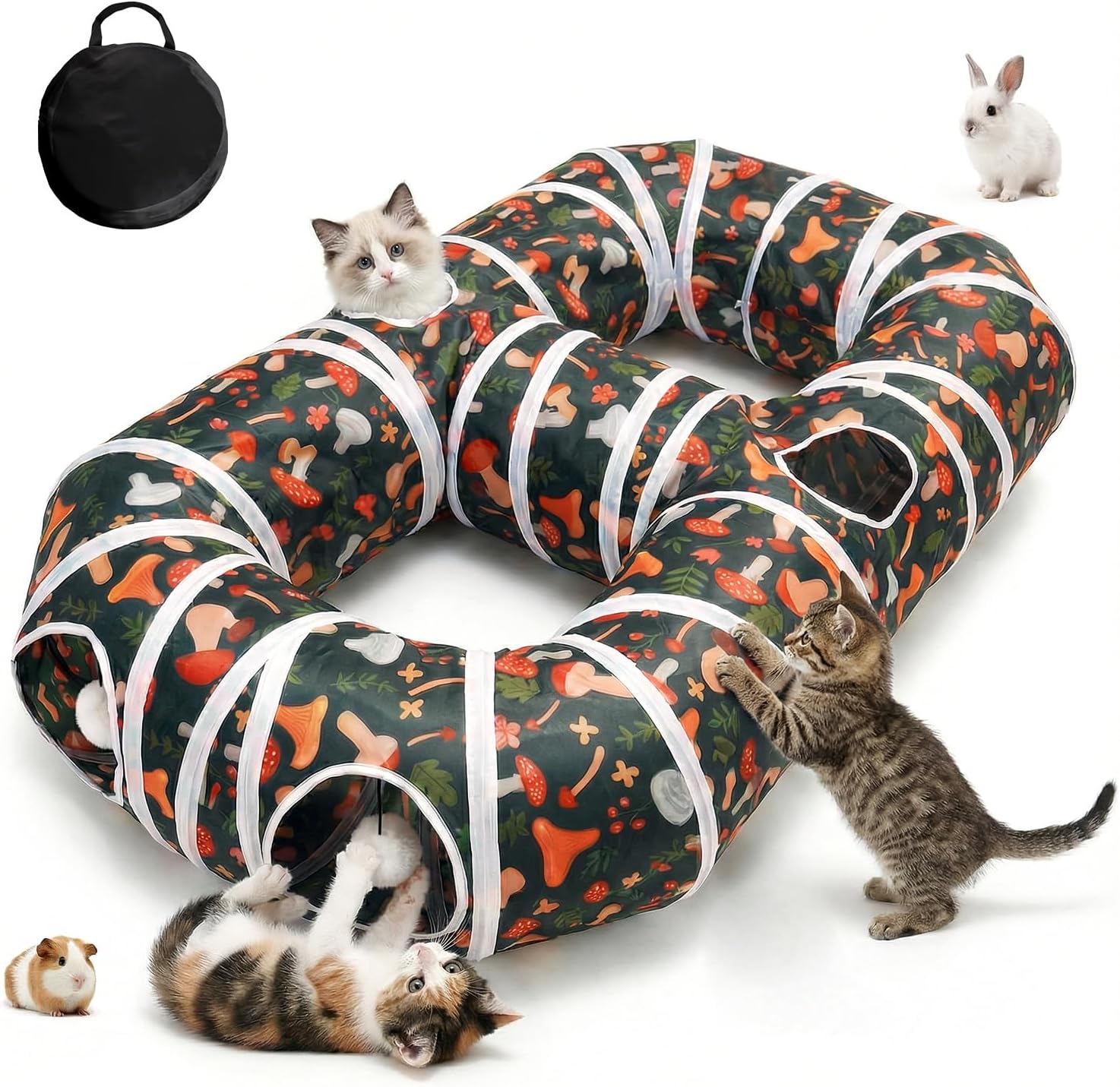 Cat Tunnel for Indoor Entertainment, Tear-Resistant Cat Play Tube with Play Ball, Collapsible Pet Tube with Interactive Peephole, Ideal for Outdoor Exercise for Kittens Puppies Rabbits (8-Shaped)