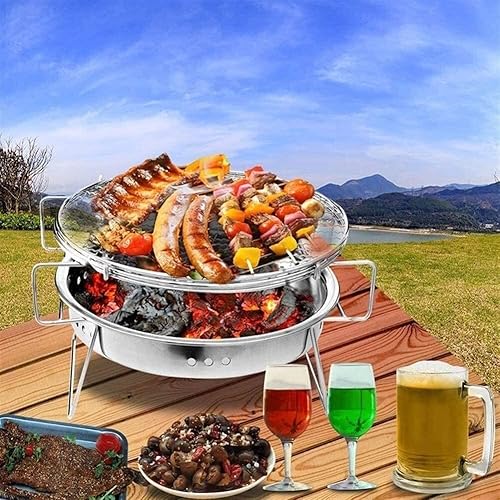 Miniatura 6 de Barbecue Charcoal Grill Stainless Steel Portable Charcoal Grill Barbecue Cooking Stove Round BBQ Grill For Outdoor Picnic Cooking Portable Charcoal