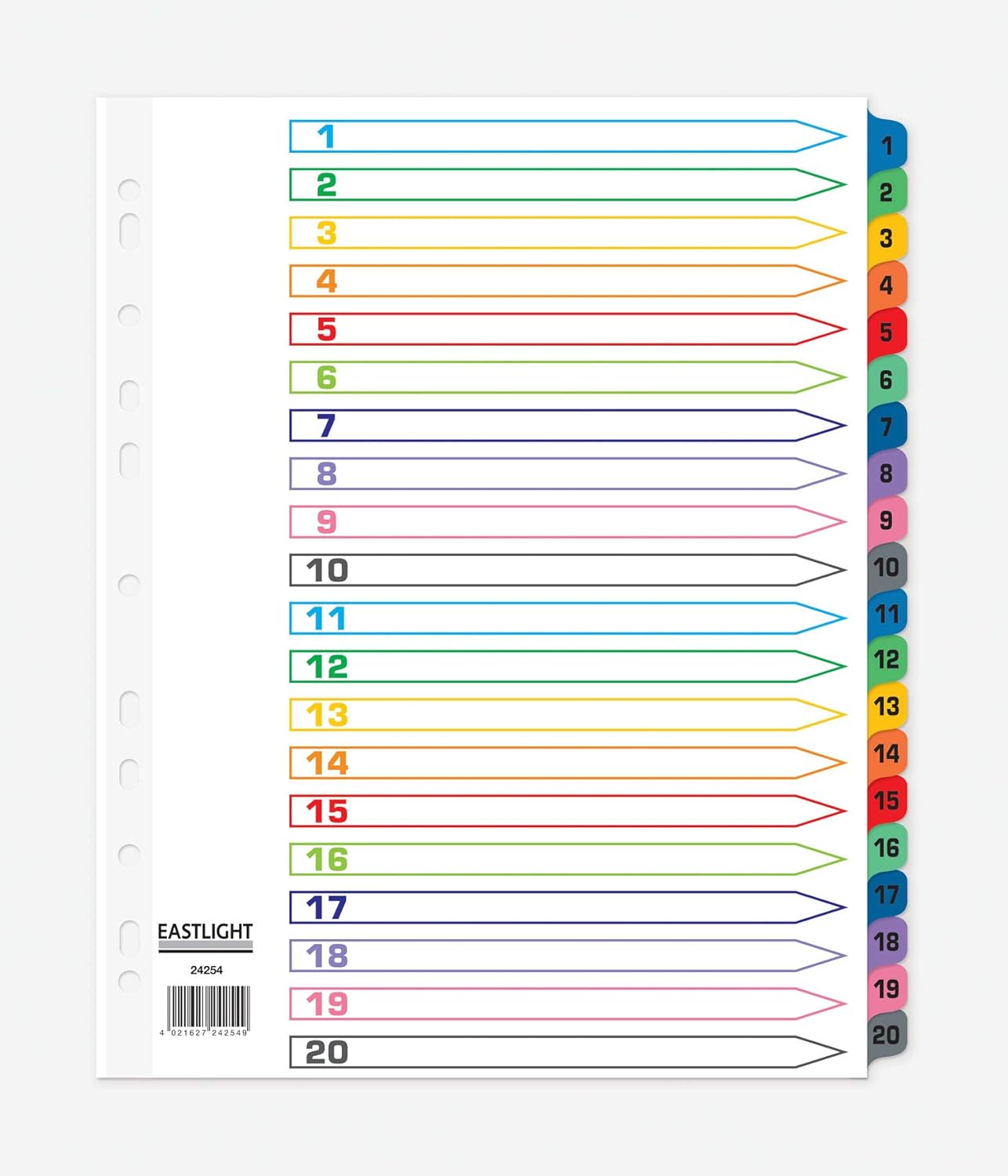 Index, A4, Extra Wide, 1-20 Mylar Tabs