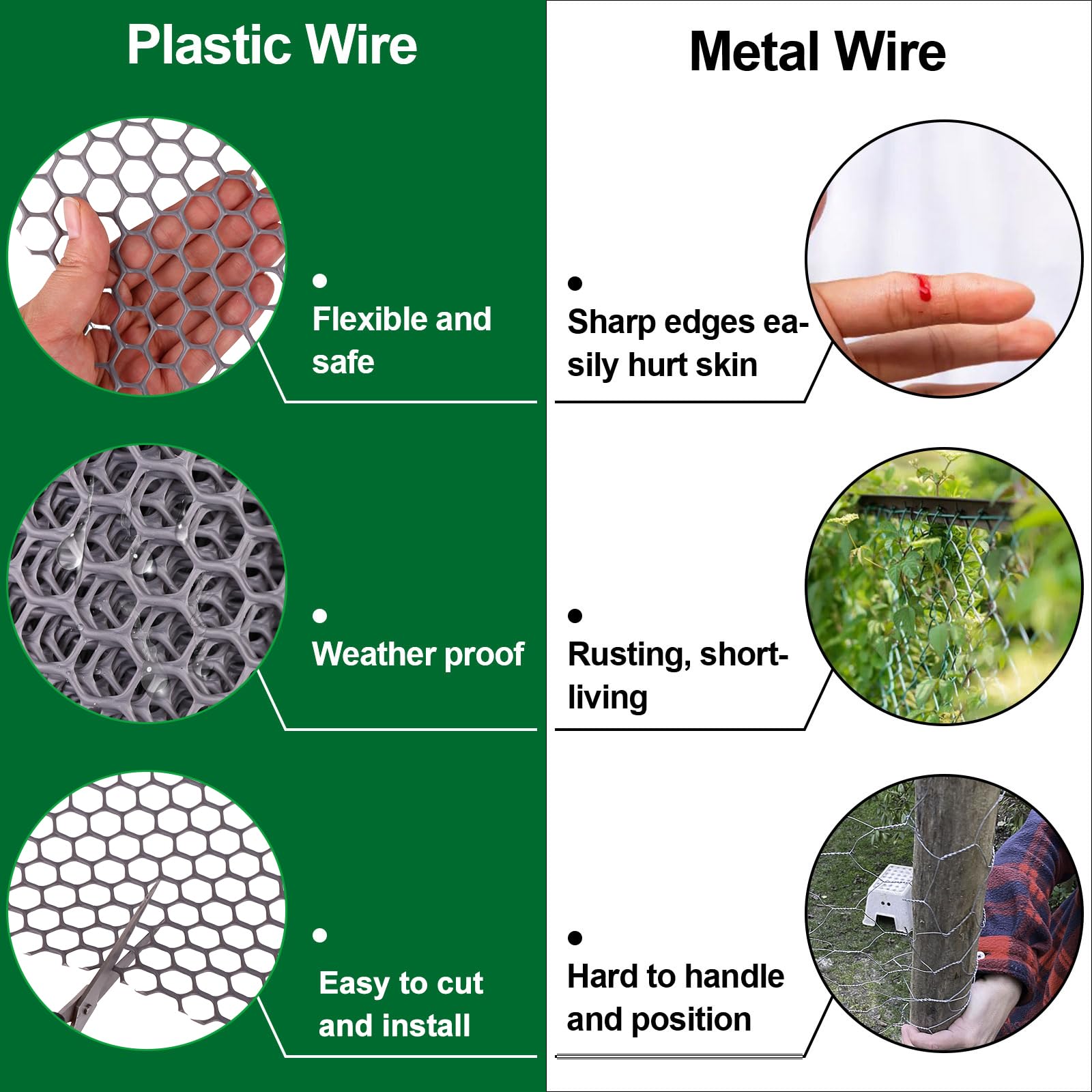 40cm x 5m Chicken Mesh Fence Roll Grey Garden Net Fence Plastic Fence Mesh Netting Poultry Breeding Netting Garden Balcony Protection Net for Home Décor and Gardening Yard - Image 4
